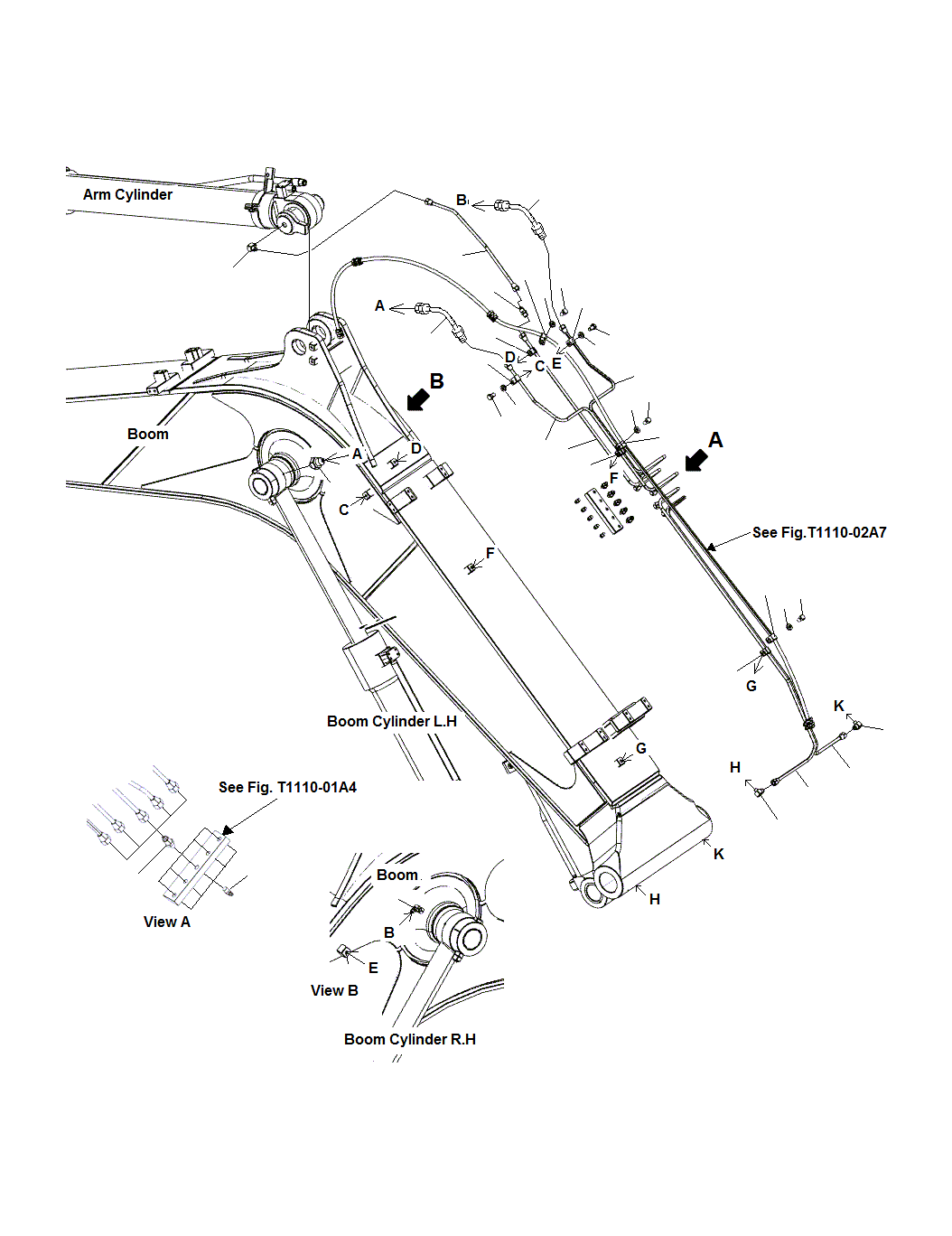 Excavators Komatsu / PC130F-7 S/N J10001-UP(KI-00005) / BOOM (LUBRICATION PIPING)(FOR SHEAR HEAD)(J12367-UP)(|T0360058 : |T0360058)