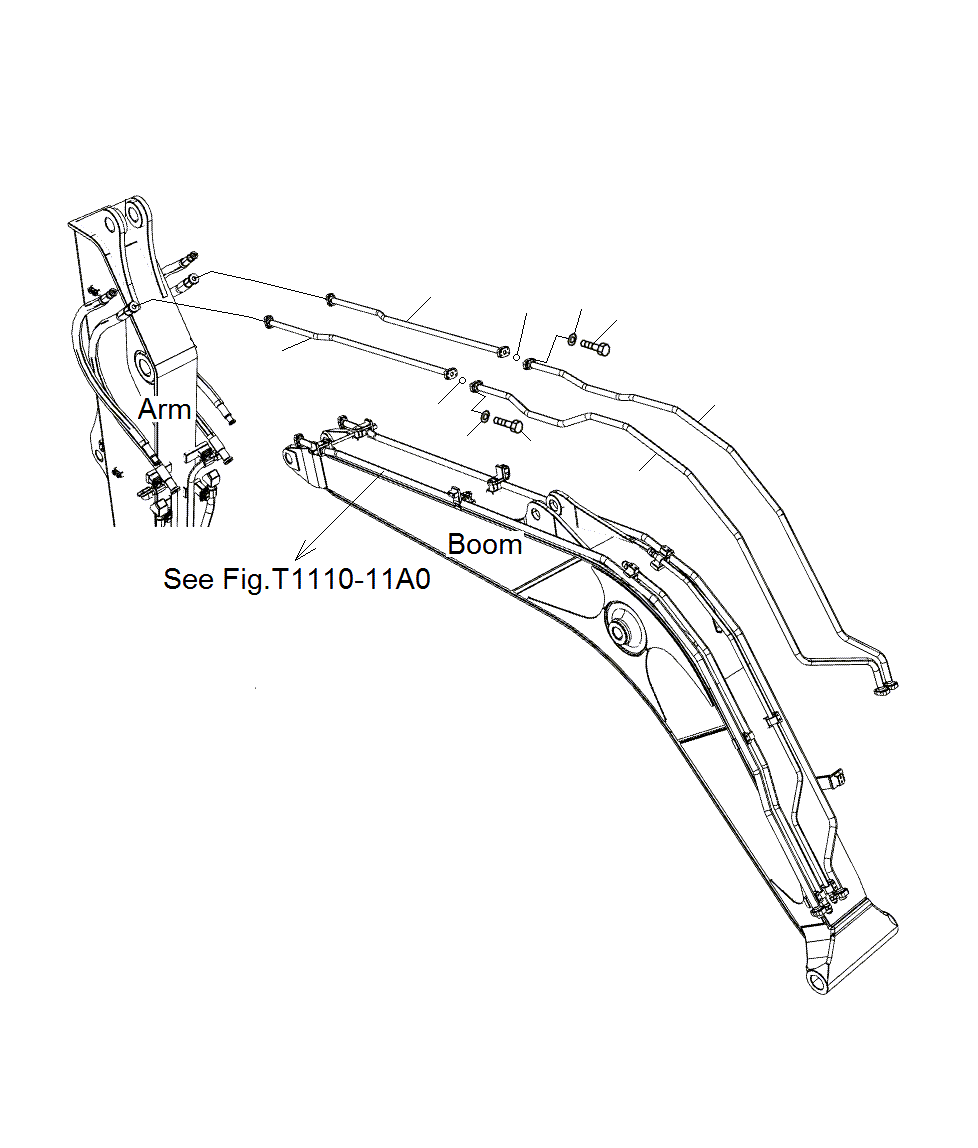 Excavators Komatsu / PC130F-7 S/N J10001-UP(KI-00005) / BOOM (HYDRAULIC HARVESTER LINE)(FOR HARVESTER)(J12496-UP)(2/2)(|T0360350 : |T0360350)