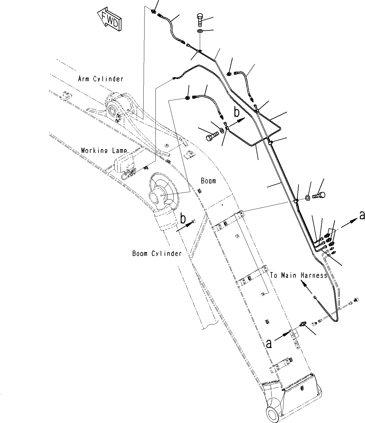 Excavators Komatsu / PC160LC-8 S/N J10001-UP(KI-00008) / BOOM (LUBRICATION PIPING)(ADDITIONAL PIPING)(|T0390070 : |T0390070)