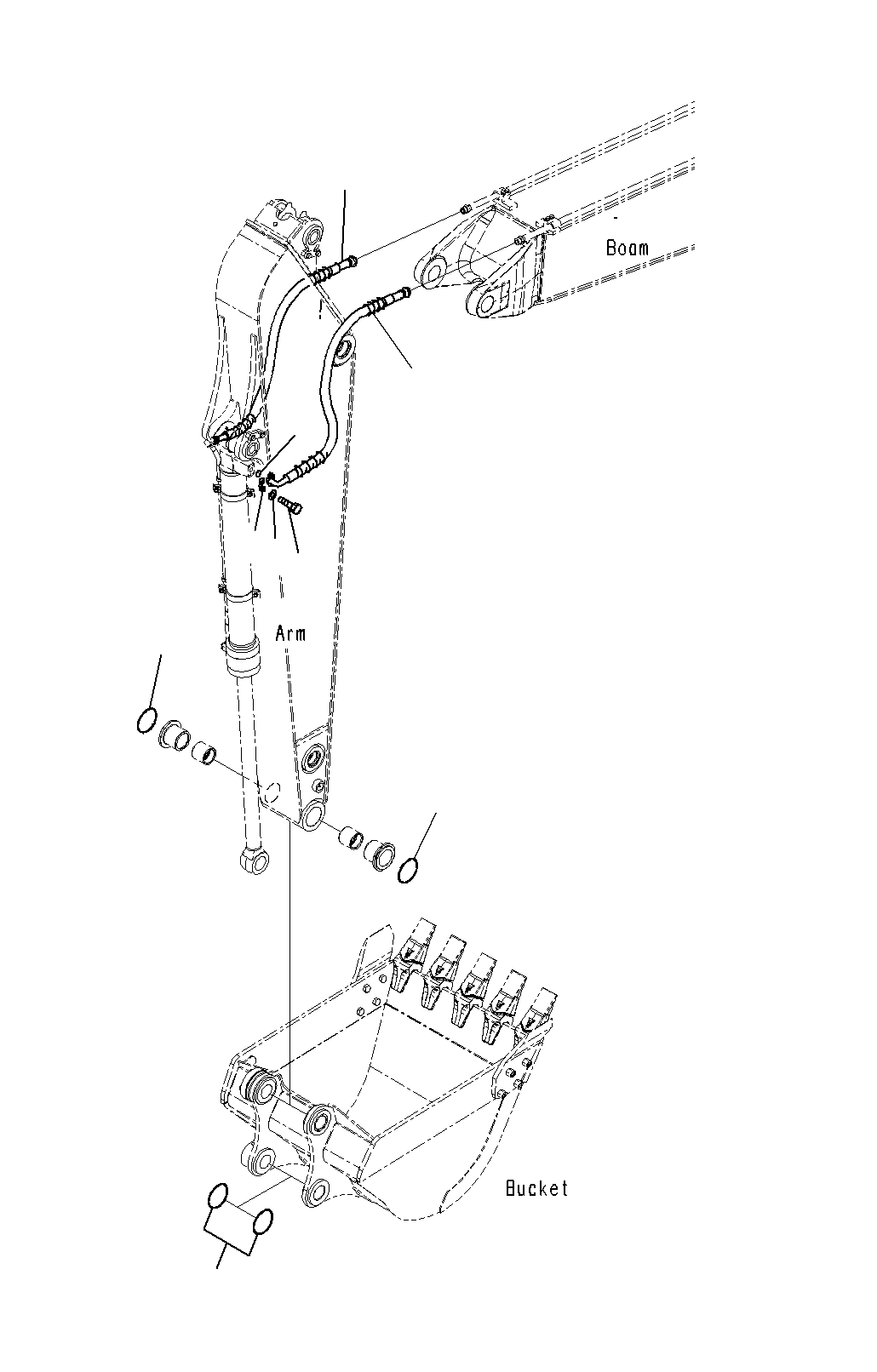 Excavators Komatsu / PC160LC-8 S/N J10001-UP(KI-00008) / ARM (BUCKET CYLINDER HOSE)(FOR ARM 2.25M)(100H)(|T0390190 : |T0390190)
