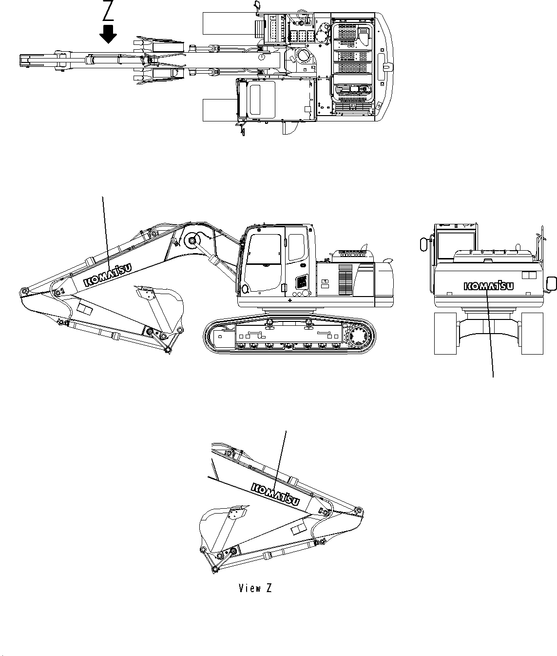 Excavators Komatsu / PC160LC-8 S/N J10001-UP(KI-00008) / KOMATSU LOGO (BOOM AND COUNTERWEIGHT)(|U0420040 : |U0420040)