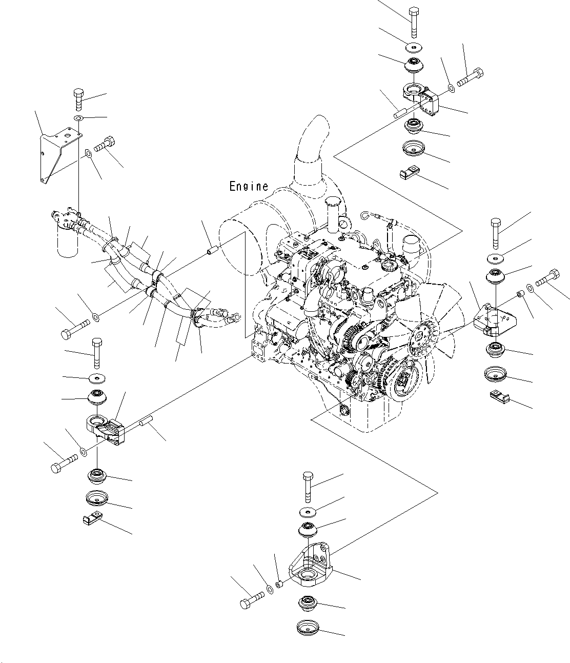 Excavators Komatsu / PC195LC-8 S/N J10001-UP(KI-00009) / ENGINE MOUNTING(|B0030110 : |B0030110)