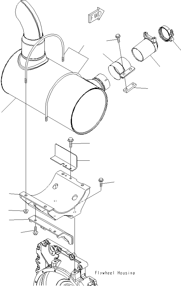 Excavators Komatsu / PC195LC-8 S/N J10001-UP(KI-00009) / EXHAUST MUFFLER AND MOUNT BRACKET(|B0030140 : |B0030140)