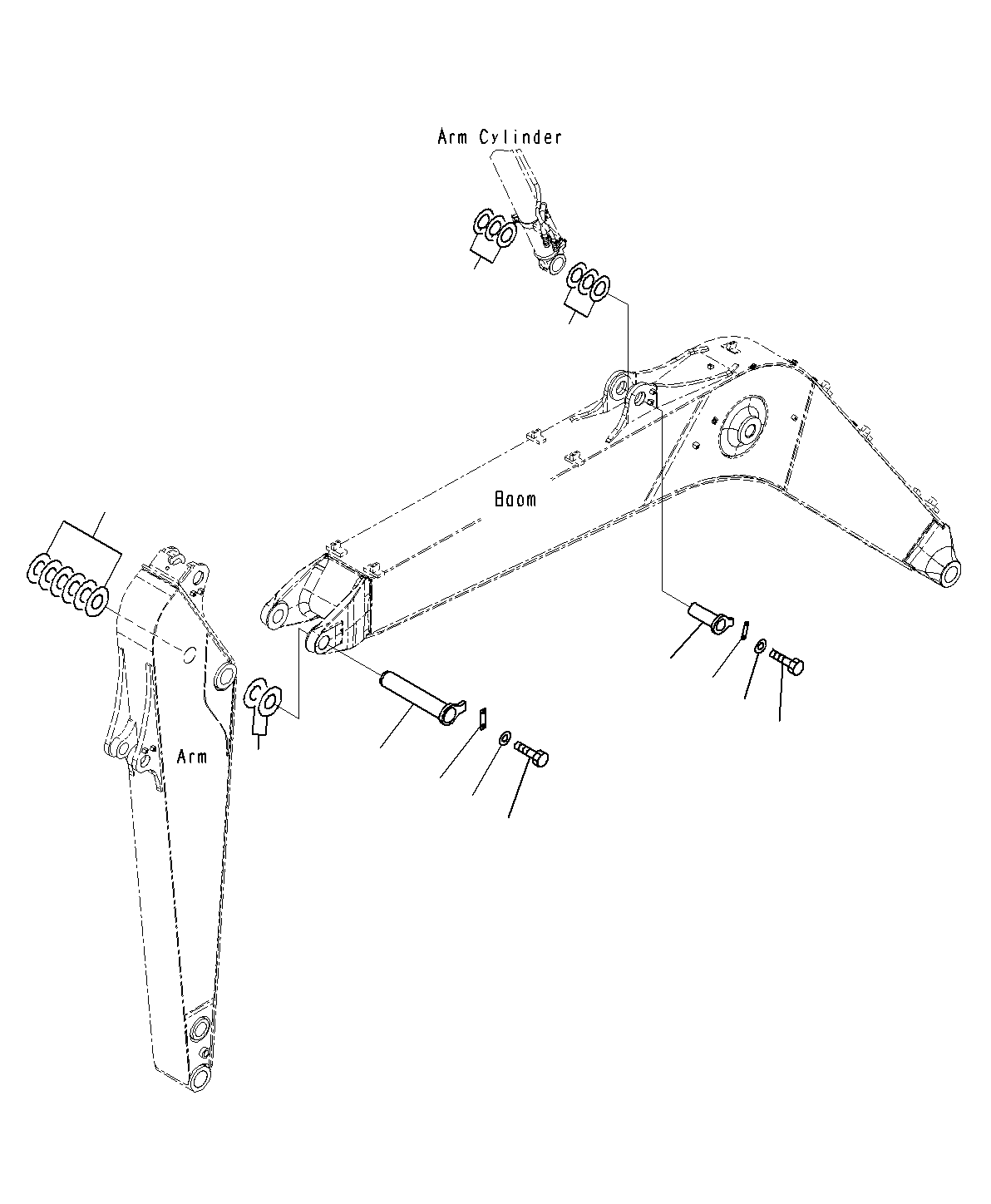 Excavators Komatsu / PC195LC-8 S/N J10001-UP(KI-00009) / BOOM (TOP PIN AND BOTTOM PIN)(100H)(J10097-UP)(|T0390021 : |T0390021)