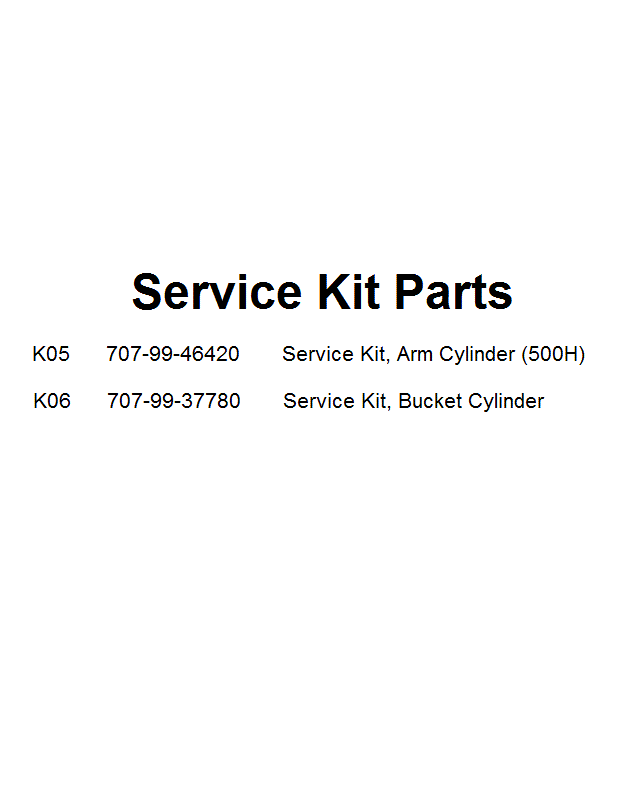 Excavators Komatsu / PC195LC-8 S/N J10001-UP(KI-00009) / SERVICE KIT PARTS (2)(|Y0510020 : |Y0510020)