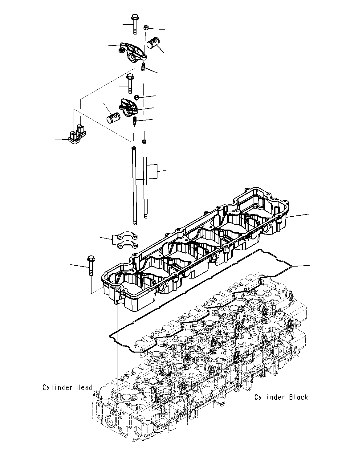 Komatsu parts book diagram for PC300-8M0 S/N J40001-UP: ROCKER ARM HOUSING AND ROCKER ARM