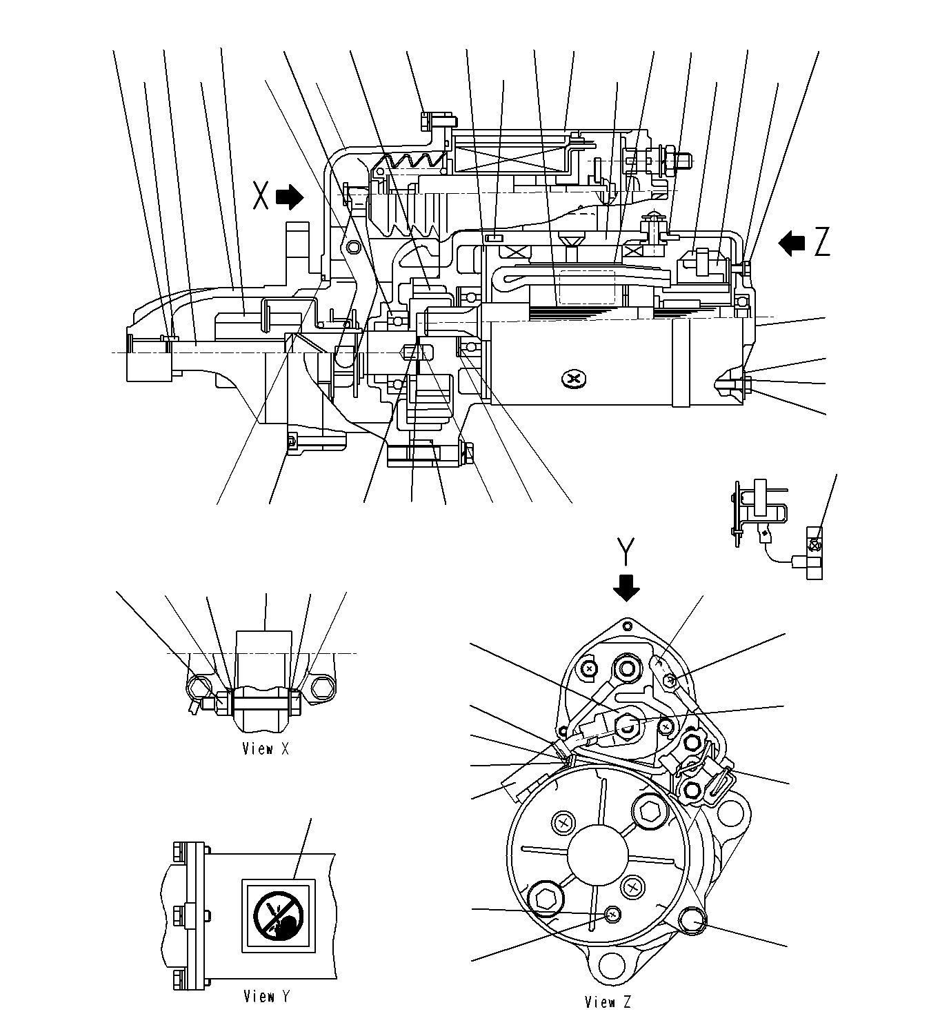 Komatsu parts book diagram for PC300-8M0 S/N J40001-UP: STARTING MOTOR (11KW)(26867493-26871811)