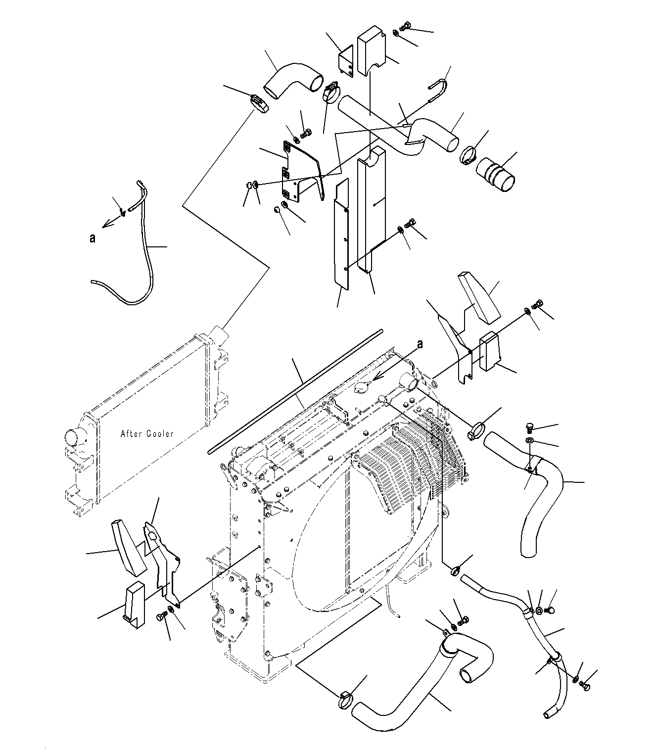 Komatsu parts book diagram for PC300-8M0 S/N J40001-UP: COOLING SYSTEM (WITH AUTO AIR CONDITIONER)(RADIATOR PIPING)
