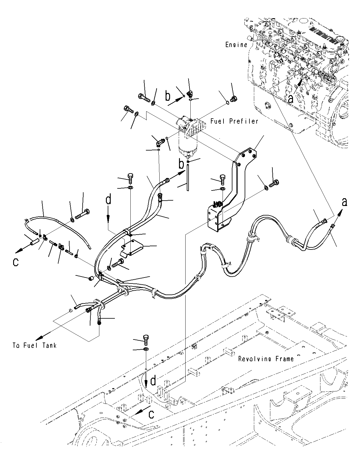 Komatsu parts book diagram for PC300-8M0 S/N J40001-UP: FUEL SUPPLY PIPING (FUEL PIPING)(SPEC BIO DIESEL)(OPTION)