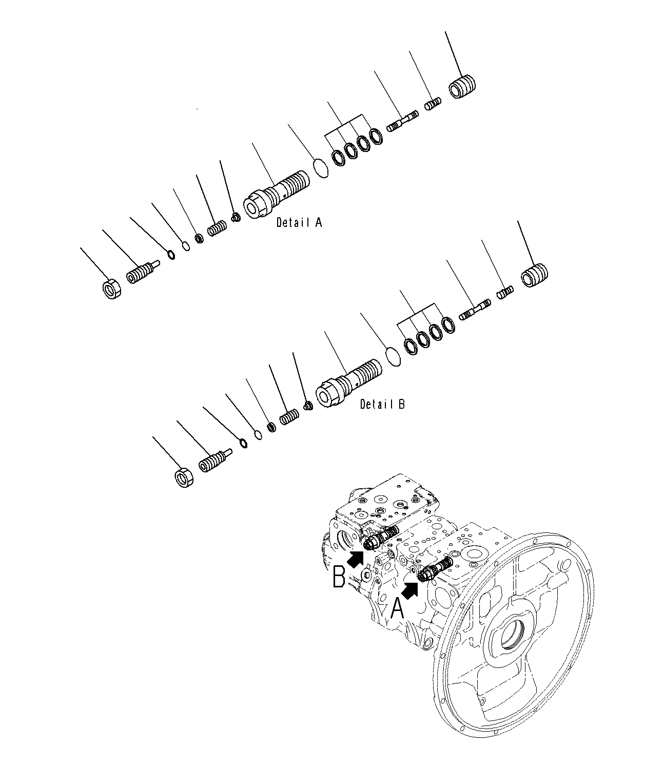 Komatsu parts book diagram for PC300-8M0 S/N J40001-UP: PISTON PUMP (INNER PARTS 11/12)