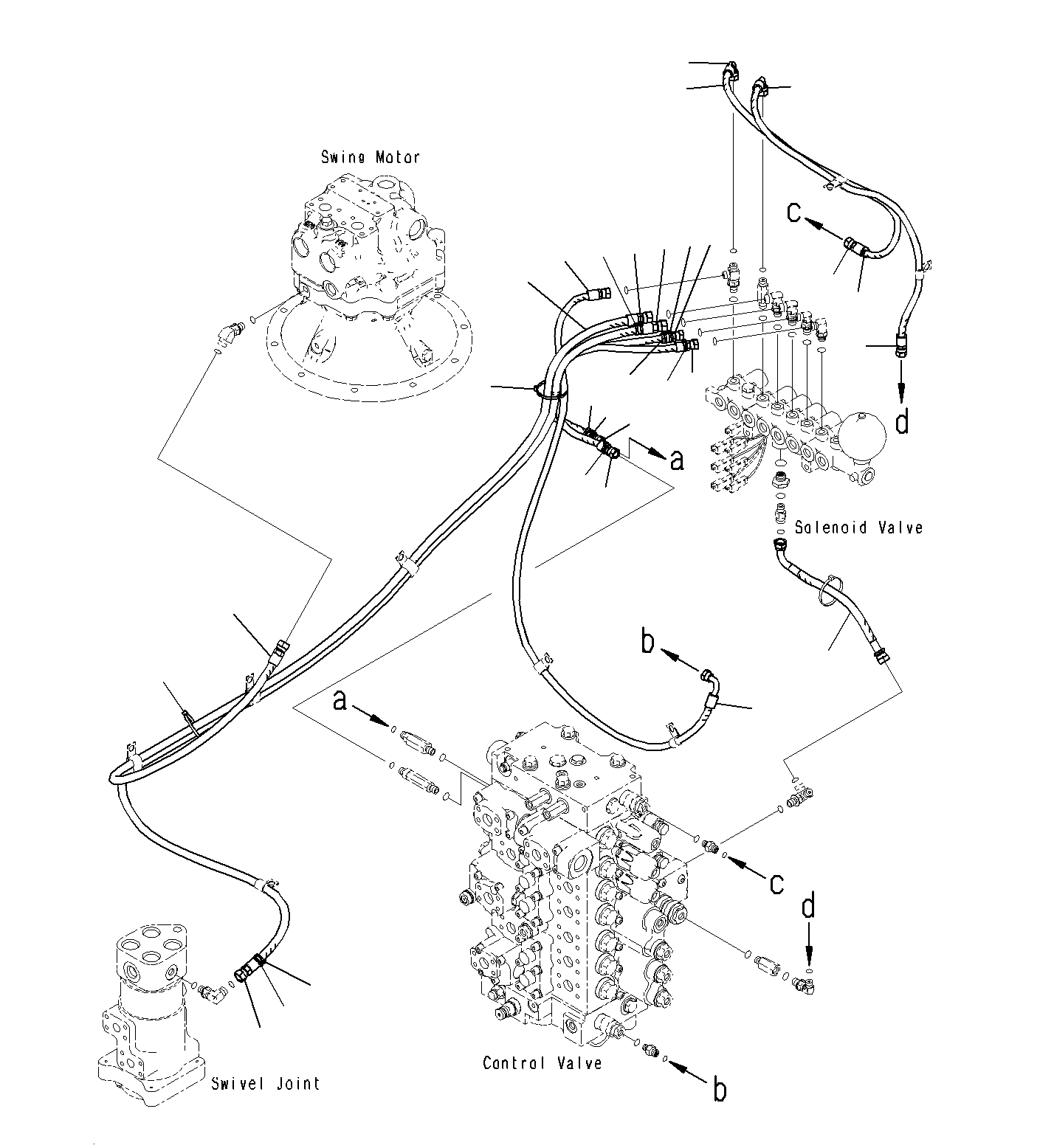 Komatsu parts book diagram for PC300-8M0 S/N J40001-UP: SOLENIOD VALVE, HOSE