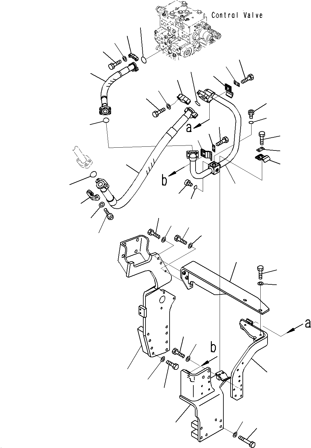 Komatsu parts book diagram for PC300-8M0 S/N J40001-UP: ACTUATOR PIPING (MAIN PIPING, L.H)(1ATT)