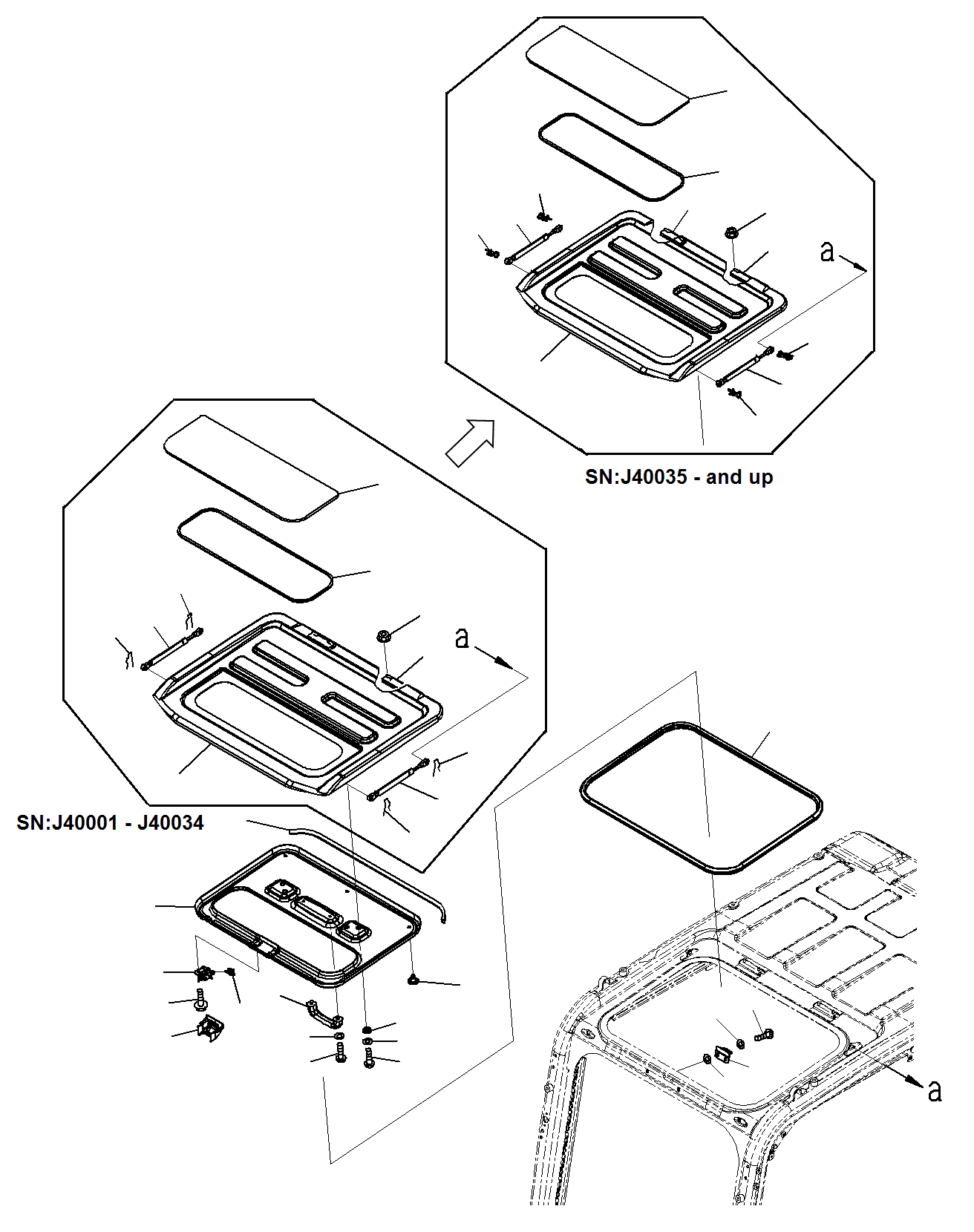 Excavators Komatsu / PC300-8M0 S/N J40001-UP(KI-00011) / CAB (ROOF WINDOW)(|K0270150 : |K0270150)