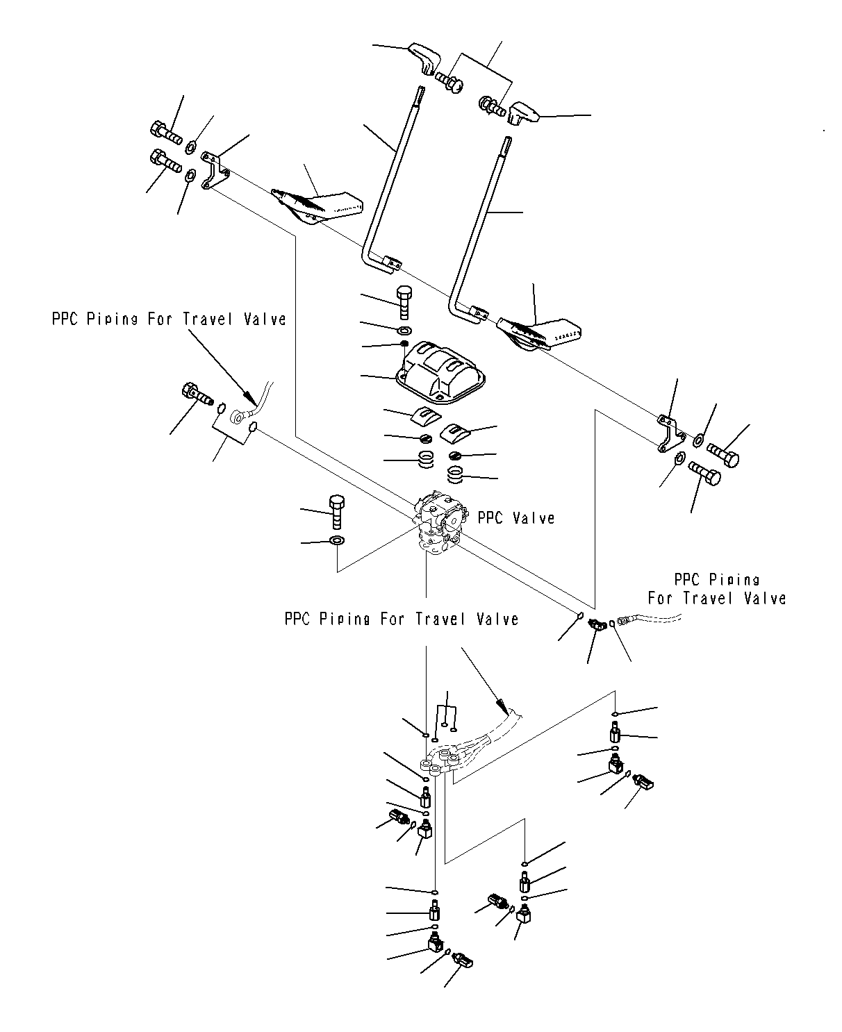 Komatsu parts book diagram for PC300-8M0 S/N J40001-UP: CAB (FLOOR, TRAVEL CONTROL LEVER)(J40001-J40038)