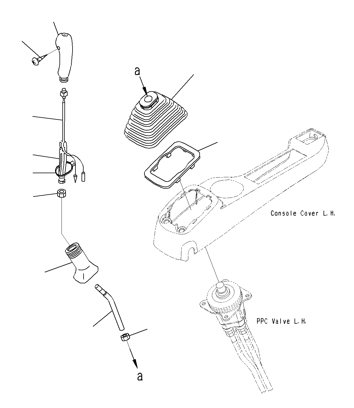 Komatsu parts book diagram for PC300-8M0 S/N J40001-UP: CAB (FLOOR, WORK EQUIPMENT CONTROL LEVER, L.H)