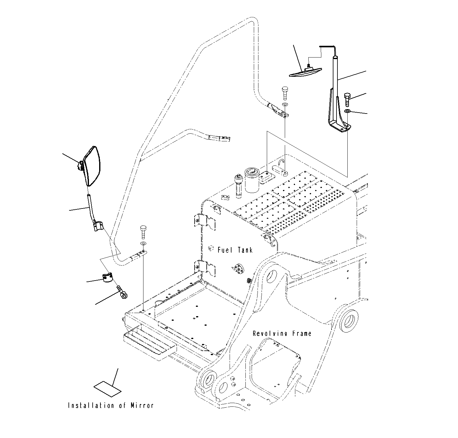 Komatsu parts book diagram for PC300-8M0 S/N J40001-UP: REARVIEW MIROR R.H