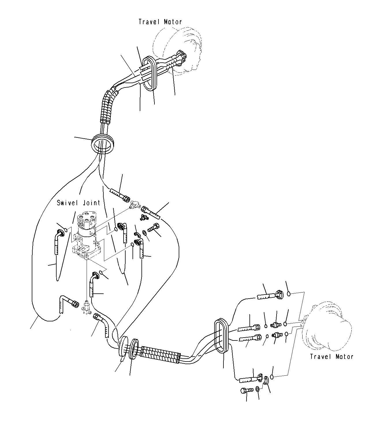 Komatsu parts book diagram for PC300-8M0 S/N J40001-UP: TRAVEL PIPING