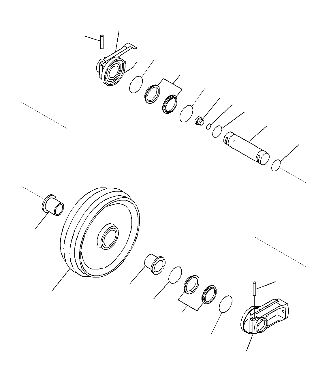 Komatsu parts book diagram for PC300-8M0 S/N J40001-UP: FRONT IDLER AND IDLER CUSHION, RUSTPROOF SPRING LV 1, (1/2)