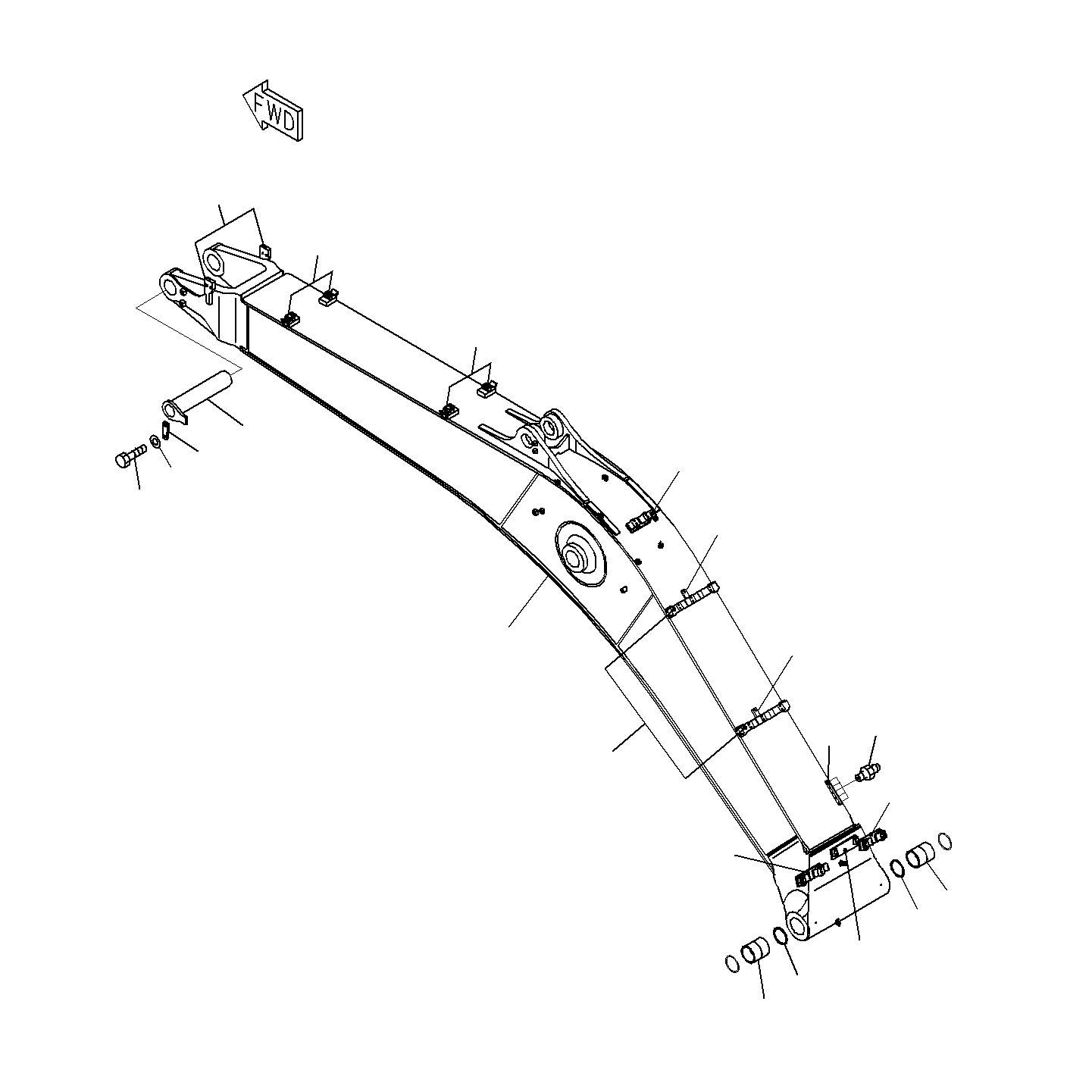 Komatsu parts book diagram for PC300-8M0 S/N J40001-UP: BOOM (BOOM AND TOP PIN)(100H)(6500MM)(OPTION)