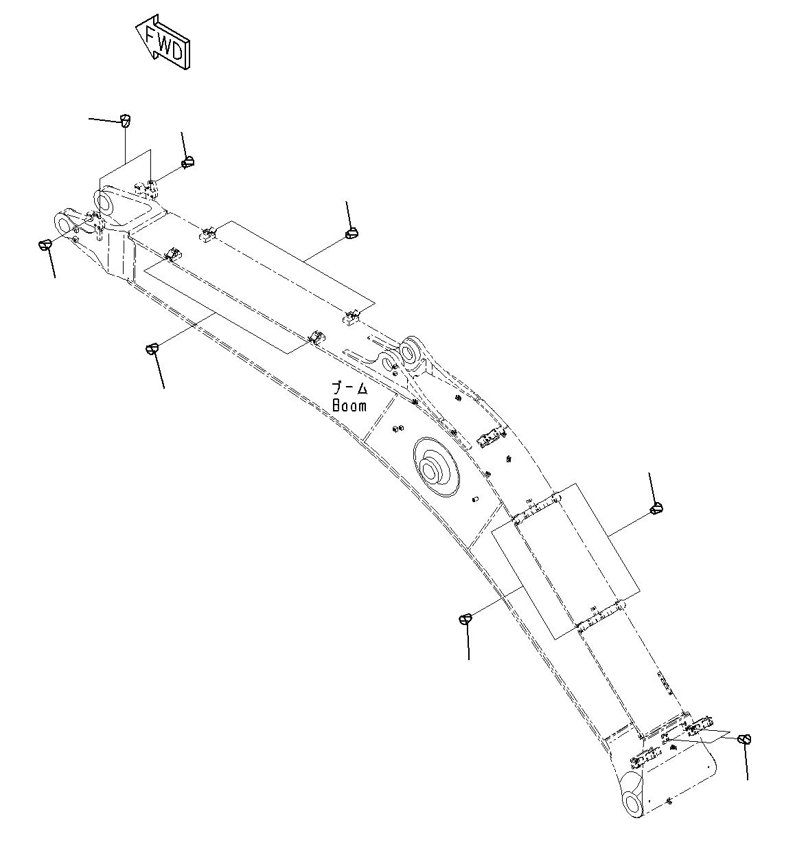 Komatsu parts book diagram for PC300-8M0 S/N J40001-UP: BOOM (ATTACHMENT PLUG)(100H)(6500MM)(OPTION)