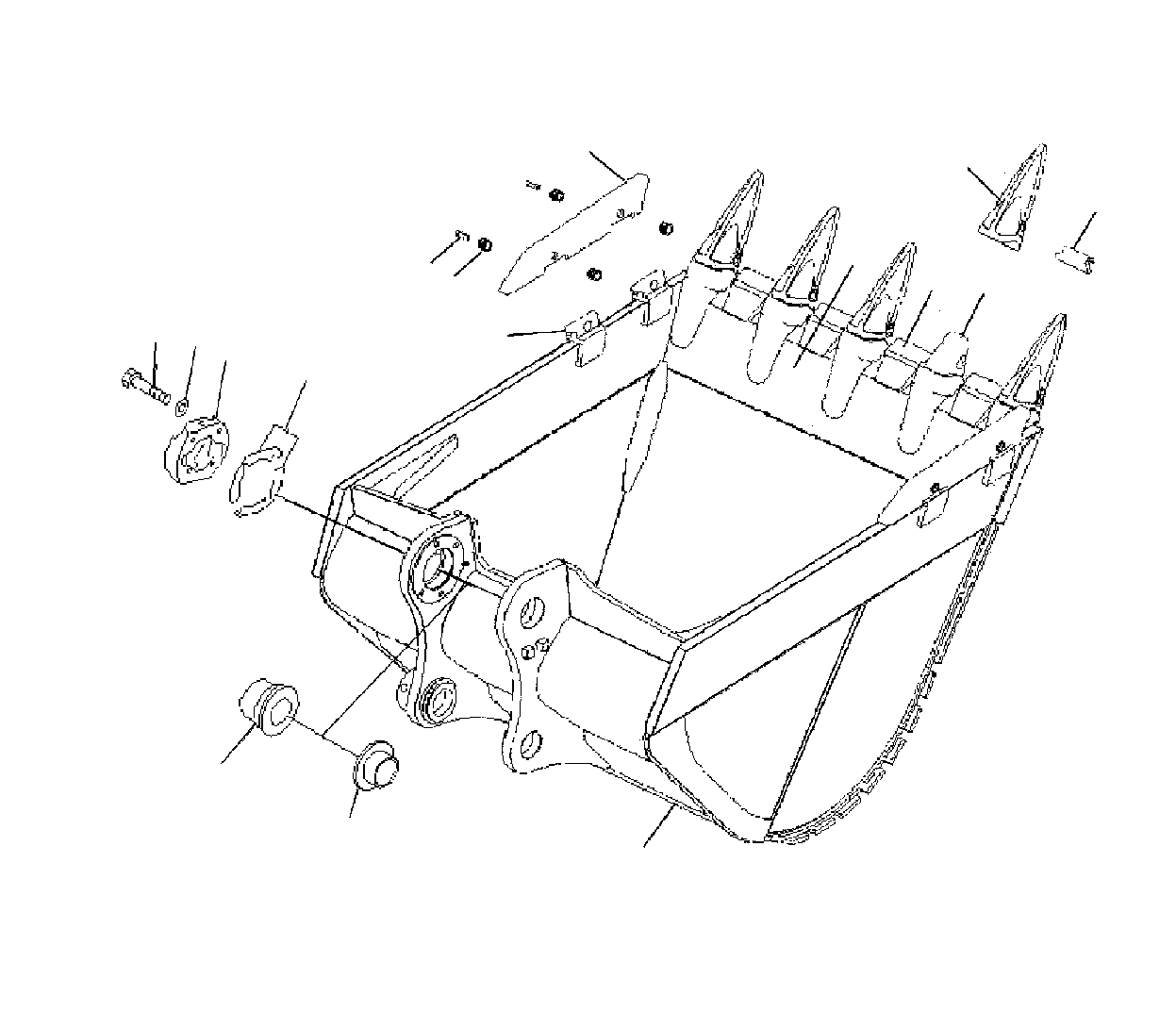 Komatsu parts book diagram for PC300-8M0 S/N J40001-UP: BUCKET 2.3M3 (HORIZONTAL PIN TYPE)(WITH ADJUSTING)(TIGER TOOTH BUCKET)(OPTION)