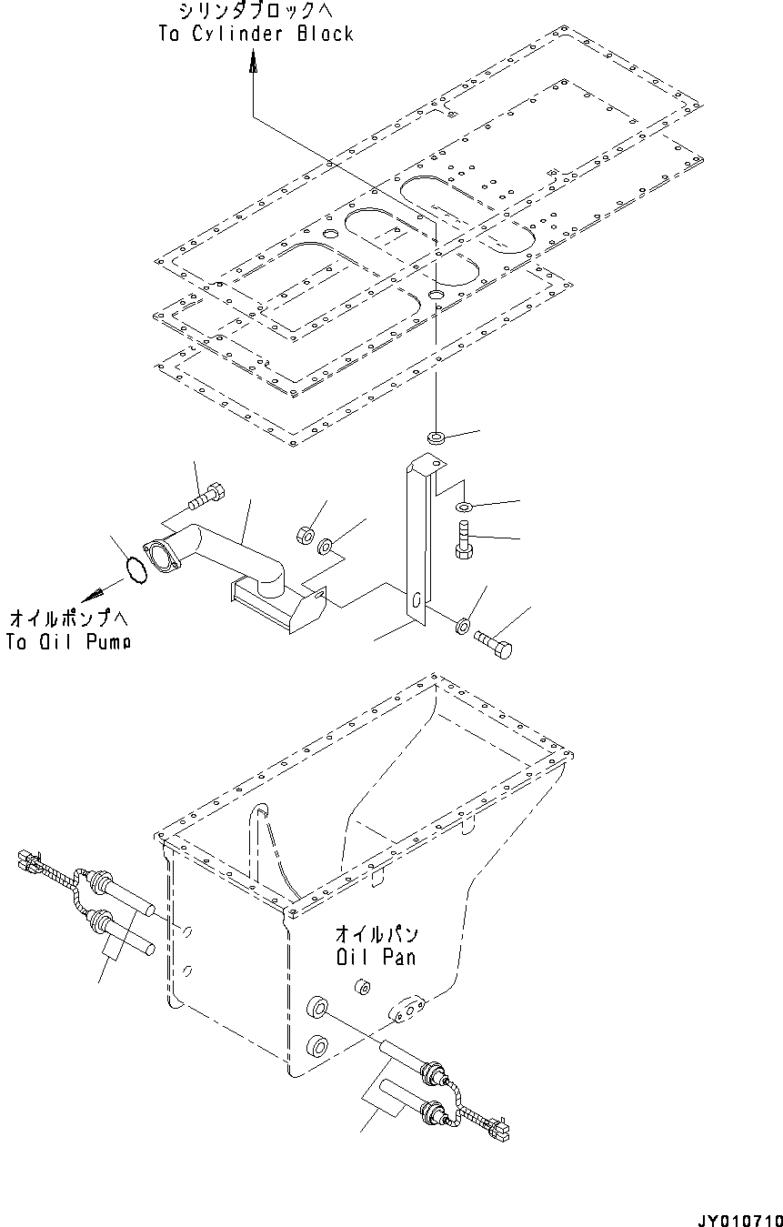 Dump Trucks Komatsu / HD785-NI-7 S/N N10561-UP(KIPL0001) / ENGINE OIL PAN (FOR COLD AREA SPECIFICATION, ENGINE OIL PAN AND COOLANT HEATER, ENGINE PRE-LUBRICATION SYSTEM) (SUCTION TUBE)(|A00053 : |A00053)