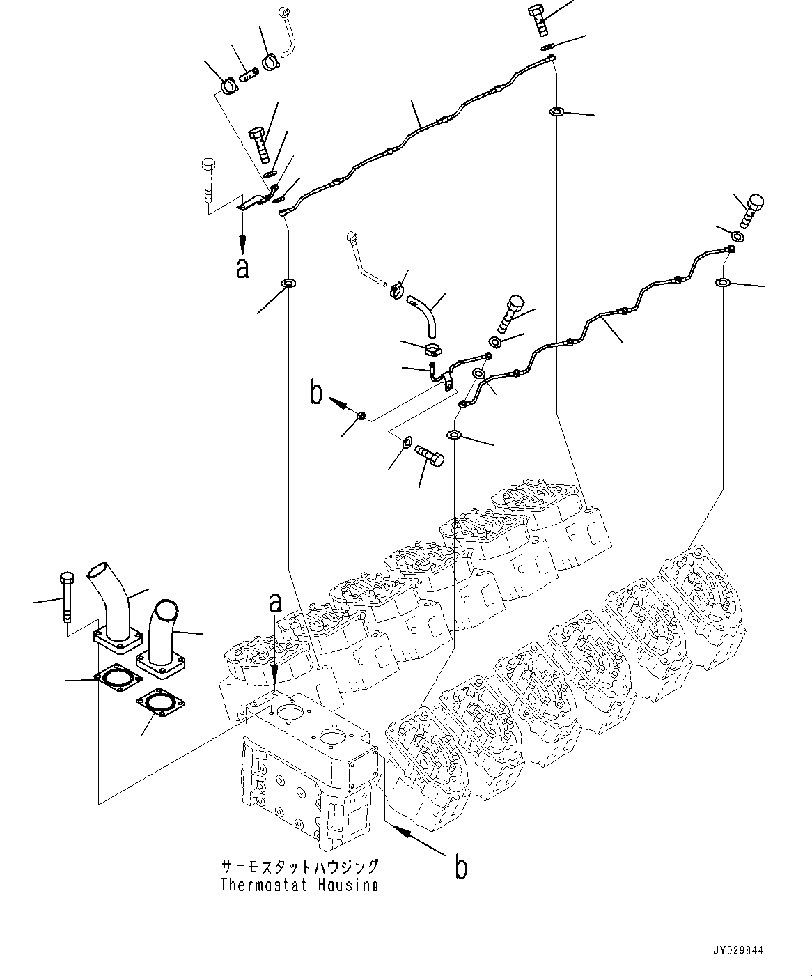 Dump Trucks Komatsu / HD785-NI-7 S/N N10561-UP(KIPL0001) / WATER PUMP (FOR HARD WATER AREA ARRANGEMENT, BAD FUEL AND POOR FUEL SPECIFICATION, WATER+DUST) (AIR VENT AND WATER OUTLET TUBE)(|A00150 : |A00150)