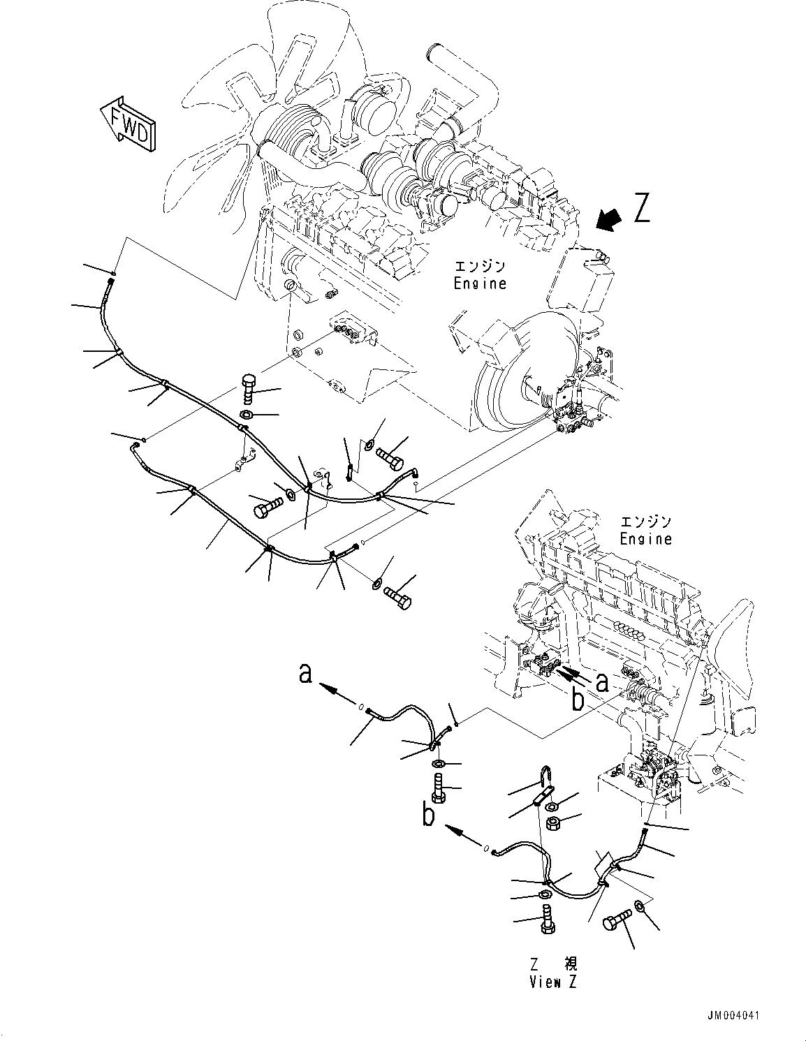Komatsu parts book diagram for HD785-NI-7 S/N N10561-UP: ENGINE RELATED PARTS (EU SAFETY REGULATION, WITH 2-7.5KW STARTING MOTOR, AIR CONDITIONER, VHMS, PREVENTIVE MAINTENANCE SERVICE C
