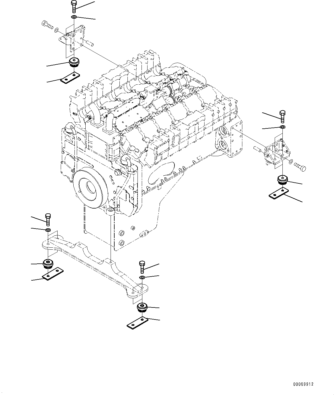 Komatsu parts book diagram for HD785-NI-7 S/N N10561-UP: ENGINE MOUNTING (WITH MUFFLER) (MOUNTING)