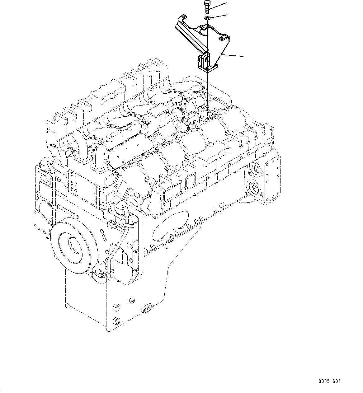 Komatsu parts book diagram for HD785-NI-7 S/N N10561-UP: ENGINE MOUNTING (WITH MUFFLER) (EXHAUST BRACKET)