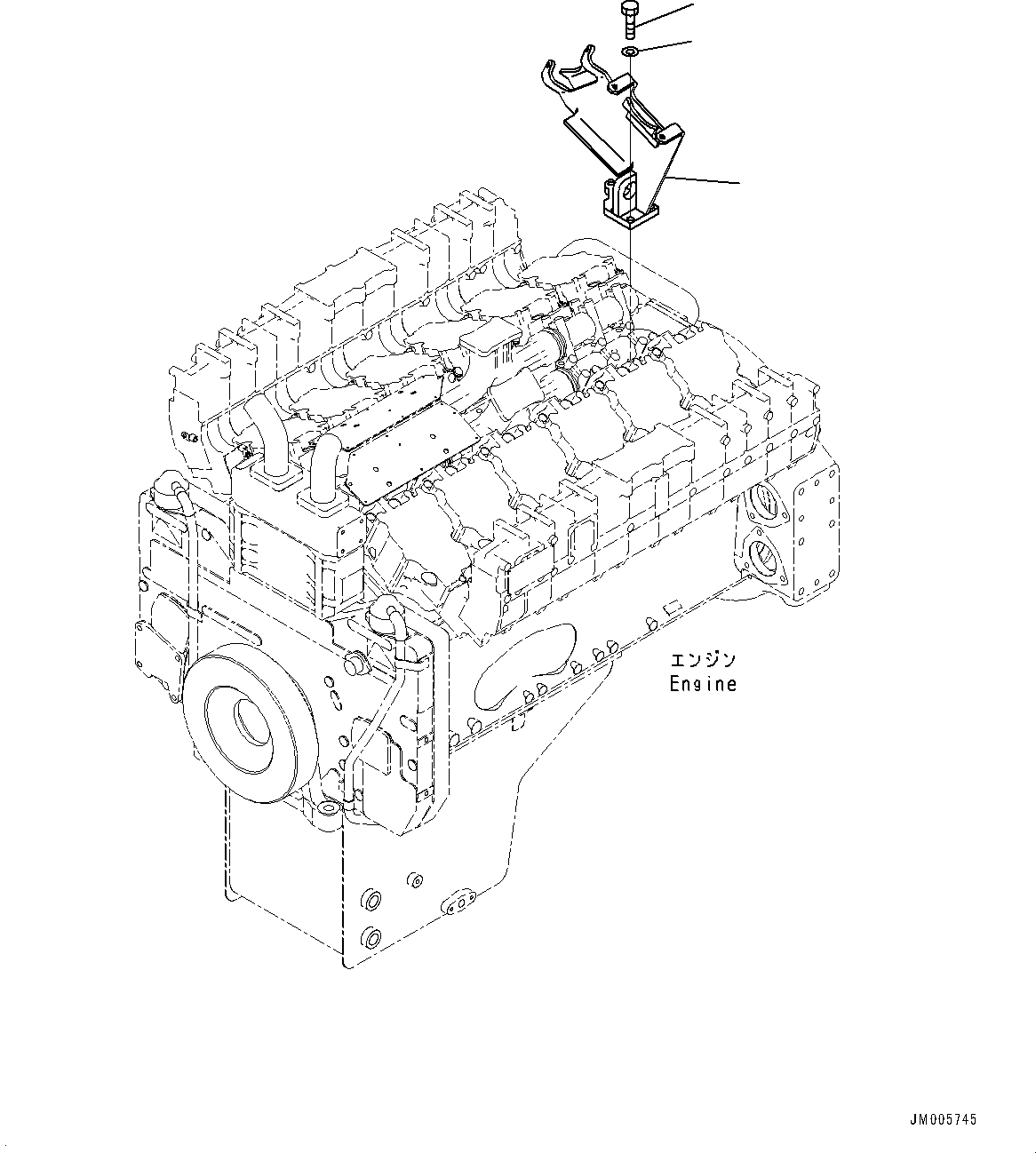Komatsu parts book diagram for HD785-NI-7 S/N N10561-UP: ENGINE MOUNTING (BODY HEATING) (EXHAUST BRACKET) (2/2) (#N10691 -)