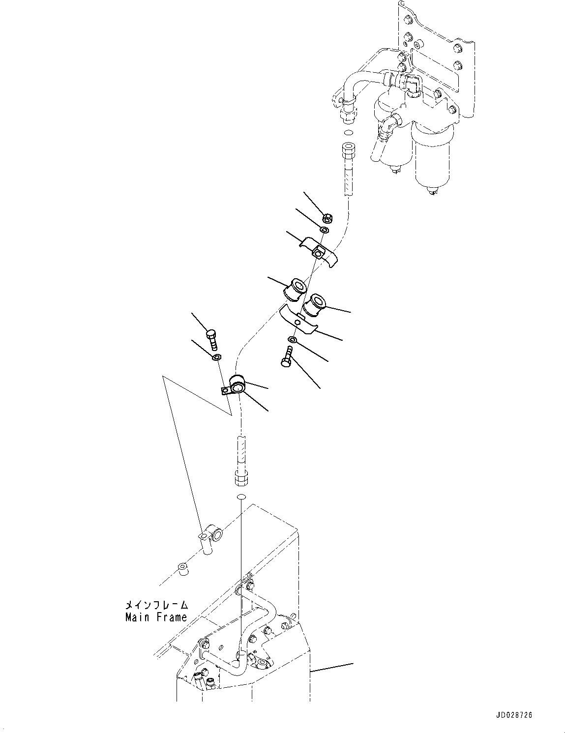 Komatsu parts book diagram for HD785-NI-7 S/N N10561-UP: FUEL PIPING (EXTRA BAD FUEL AND POOR FUEL SPECIFICATION, WATER+DUST, ADDITIONAL FILTER, FUEL QUICK COUPLING, FOR LEFT REFUELING)