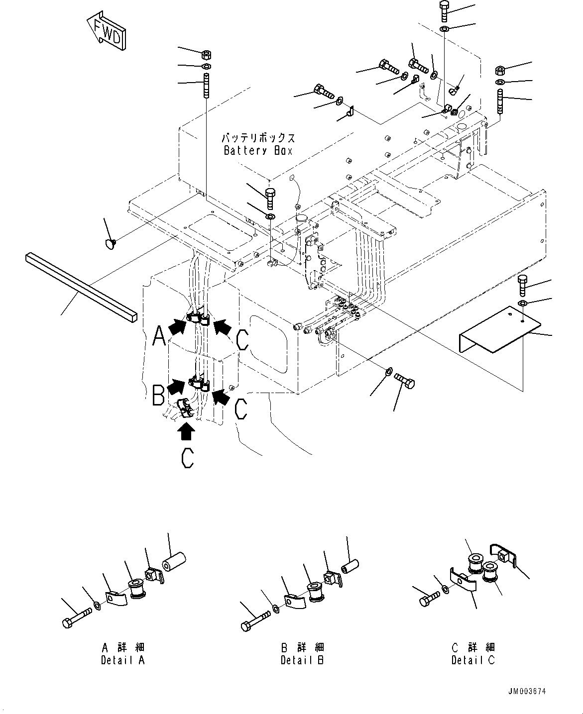 Komatsu parts book diagram for HD785-NI-7 S/N N10561-UP: BATTERY BOX AND REAR HOOD (LARGE CAPACITY BATTERY, SANDY AND DUSTY TERRAIN ARRANGEMENT, EXTRA BAD FUEL AND POOR FUEL SPECIFICATI