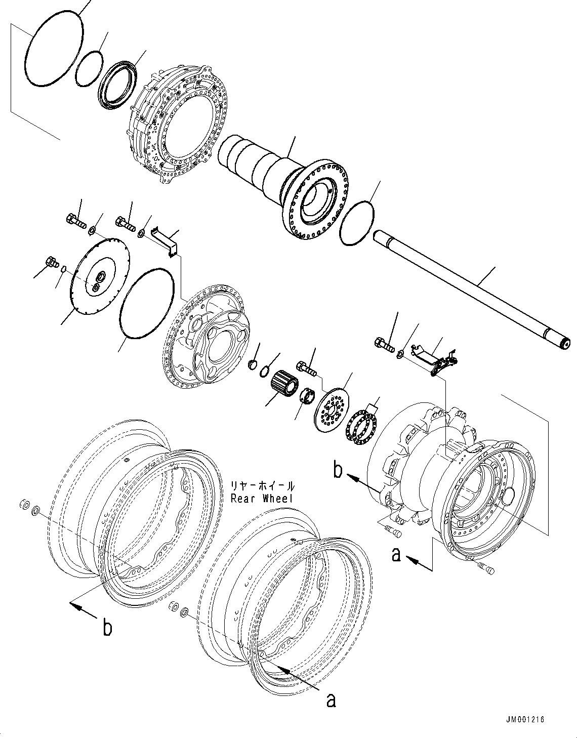 Komatsu parts book diagram for HD785-NI-7 S/N N10561-UP: REAR AXLE (AUTO-GREASING SYSTEM) (FINAL DRIVE R.H.) (2/2)