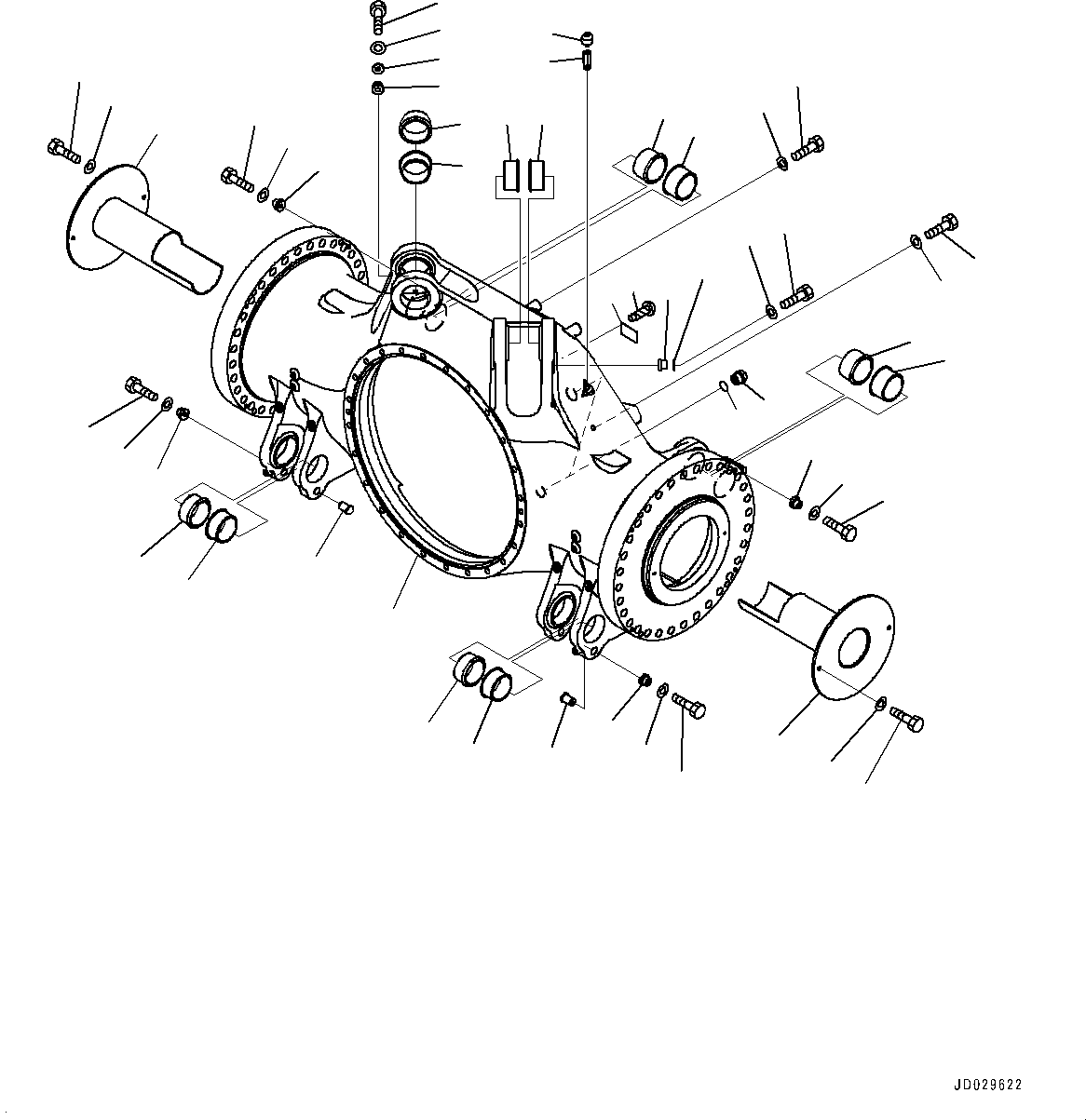 Komatsu parts book diagram for HD785-NI-7 S/N N10561-UP: REAR AXLE (AUTO SPIN REGULATOR (ASR), AUTO-GREASING SYSTEM) (HOUSING) (1/2)