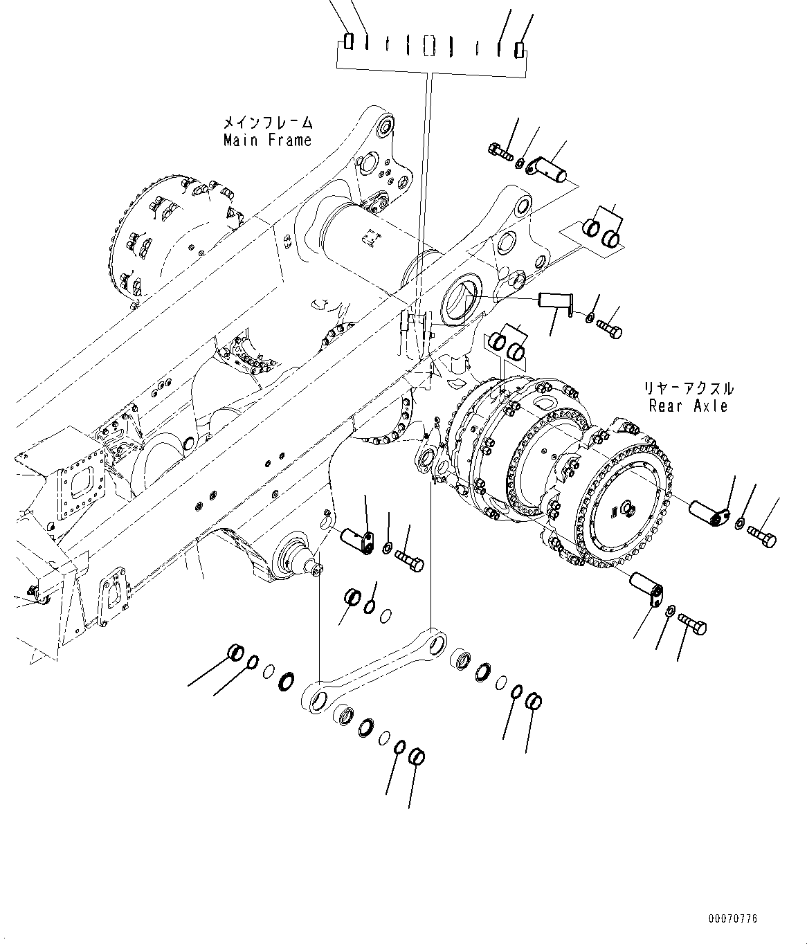 Komatsu parts book diagram for HD785-NI-7 S/N N10561-UP: REAR AXLE (AUTO-GREASING SYSTEM) (PIN) (1/3)