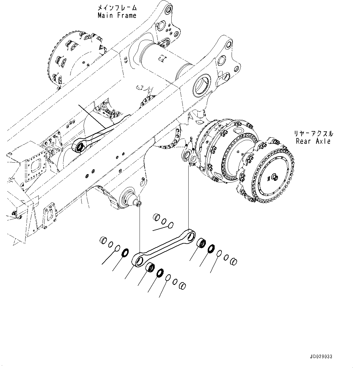 Komatsu parts book diagram for HD785-NI-7 S/N N10561-UP: REAR AXLE (AUTO-GREASING SYSTEM) (ROD)
