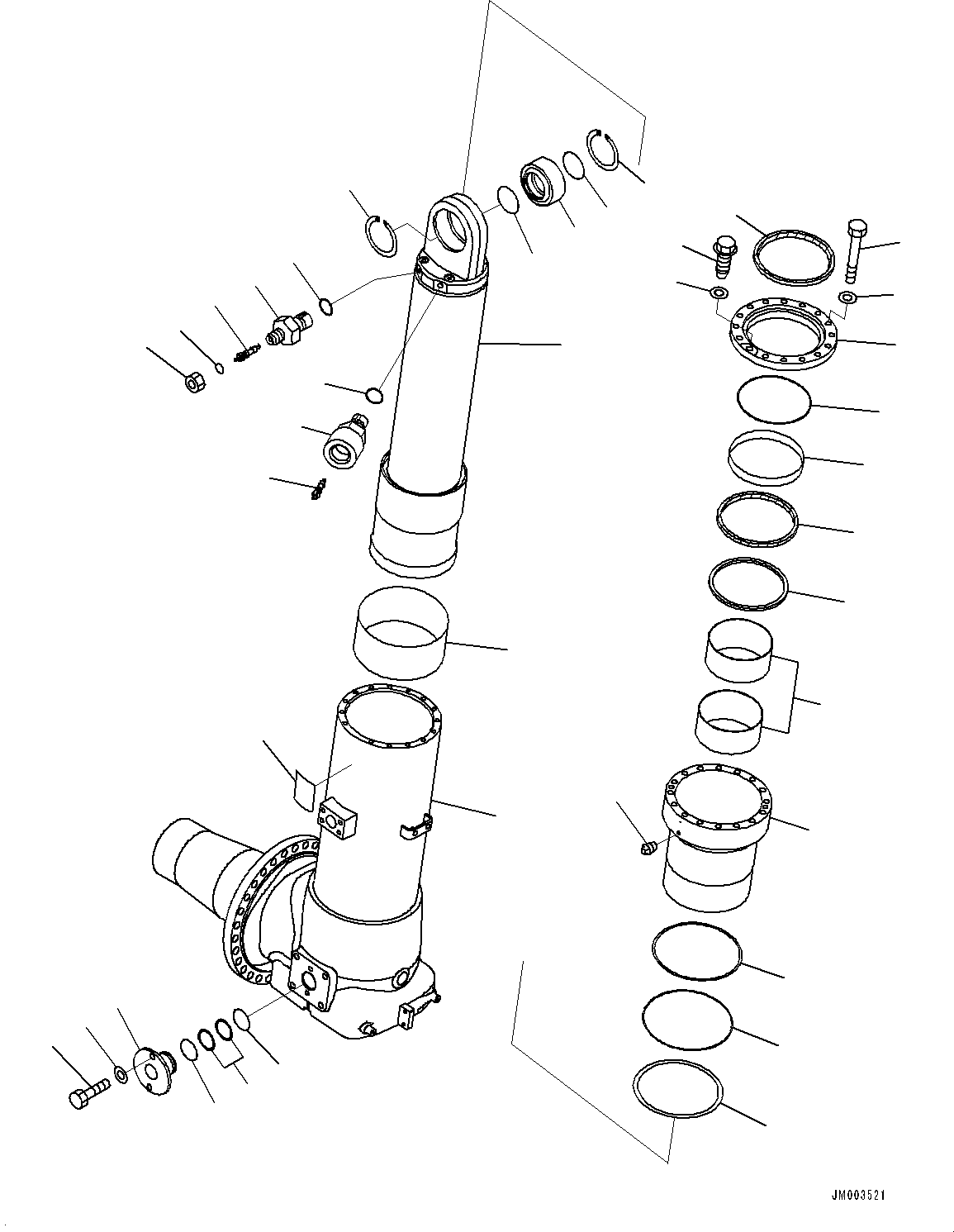 Komatsu parts book diagram for HD785-NI-7 S/N N10561-UP: FRONT AXLE (SUSPENSION, HYDRONEUMATIC, VHMS, PAYLOAD METER, AUTO-GREASING SYSTEM) (SUSPENSION CYLINDER, R.H.)