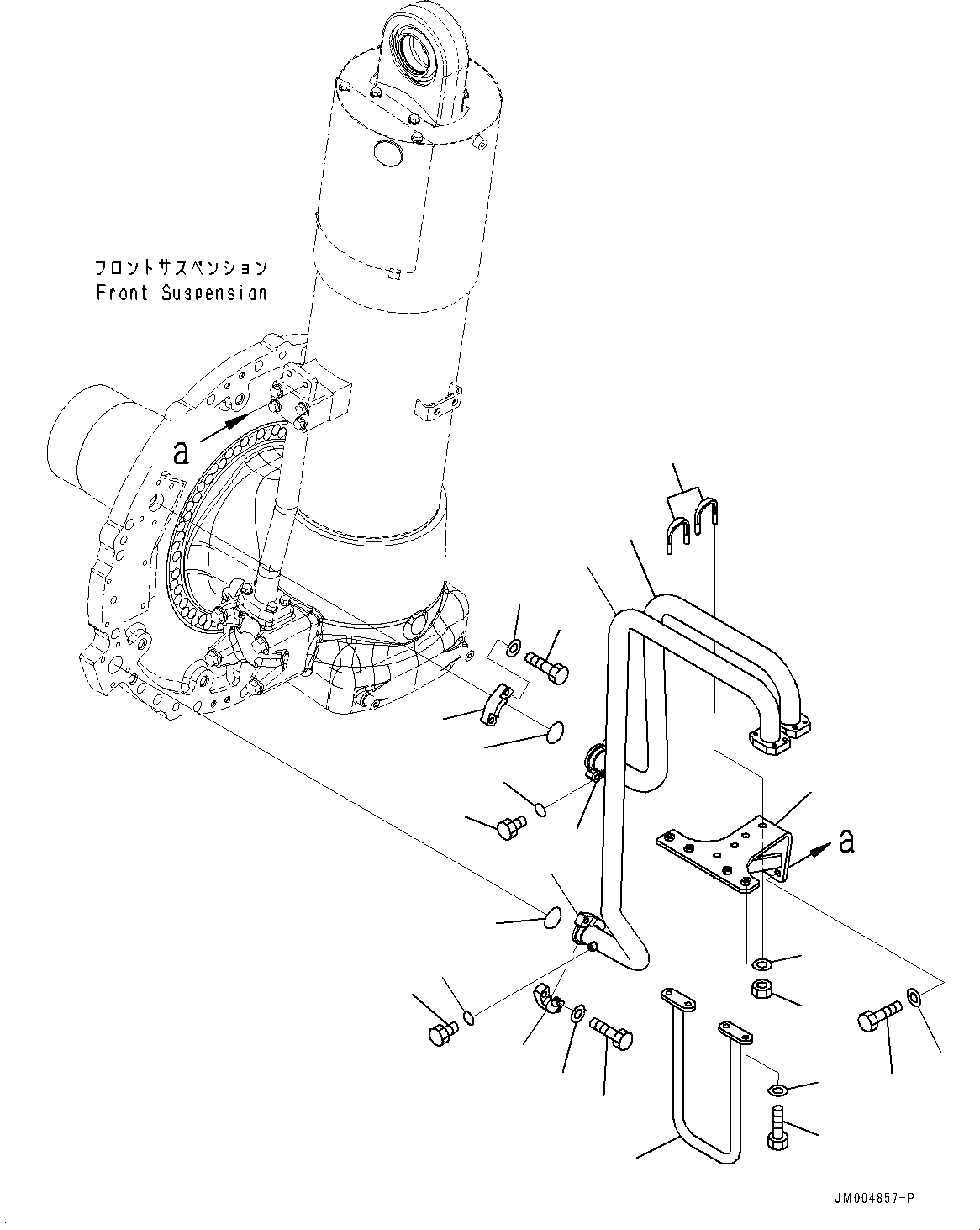 Komatsu parts book diagram for HD785-NI-7 S/N N10561-UP: FRONT AXLE (SUSPENSION, HYDRONEUMATIC, VHMS, PAYLOAD METER, AUTO-GREASING SYSTEM) (BRAKE COOLER PIPING) (2/4)