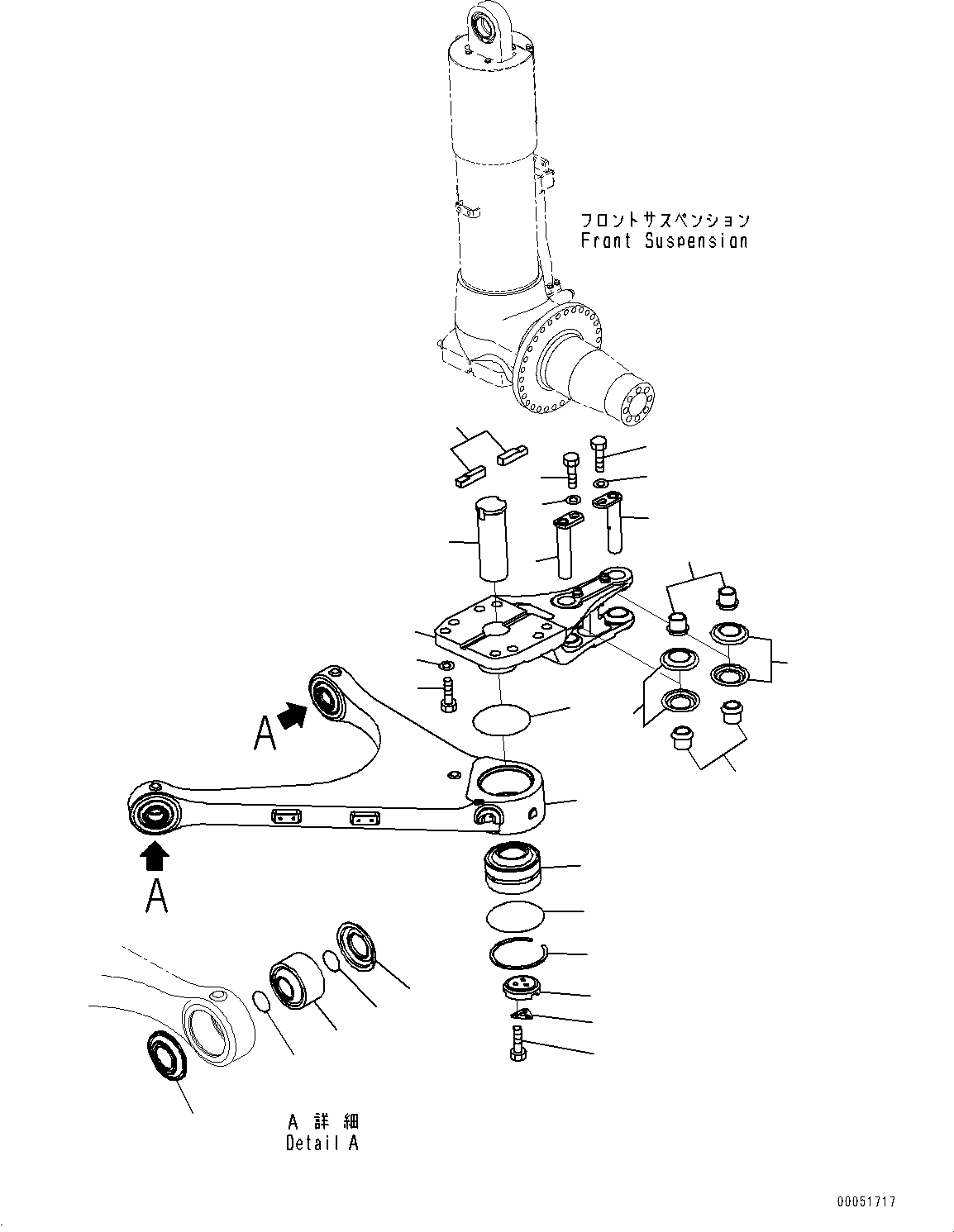 Komatsu parts book diagram for HD785-NI-7 S/N N10561-UP: FRONT AXLE (SUSPENSION, HYDRONEUMATIC, VHMS, PAYLOAD METER, AUTO-GREASING SYSTEM) (LEVER, L.H.) (1/2)