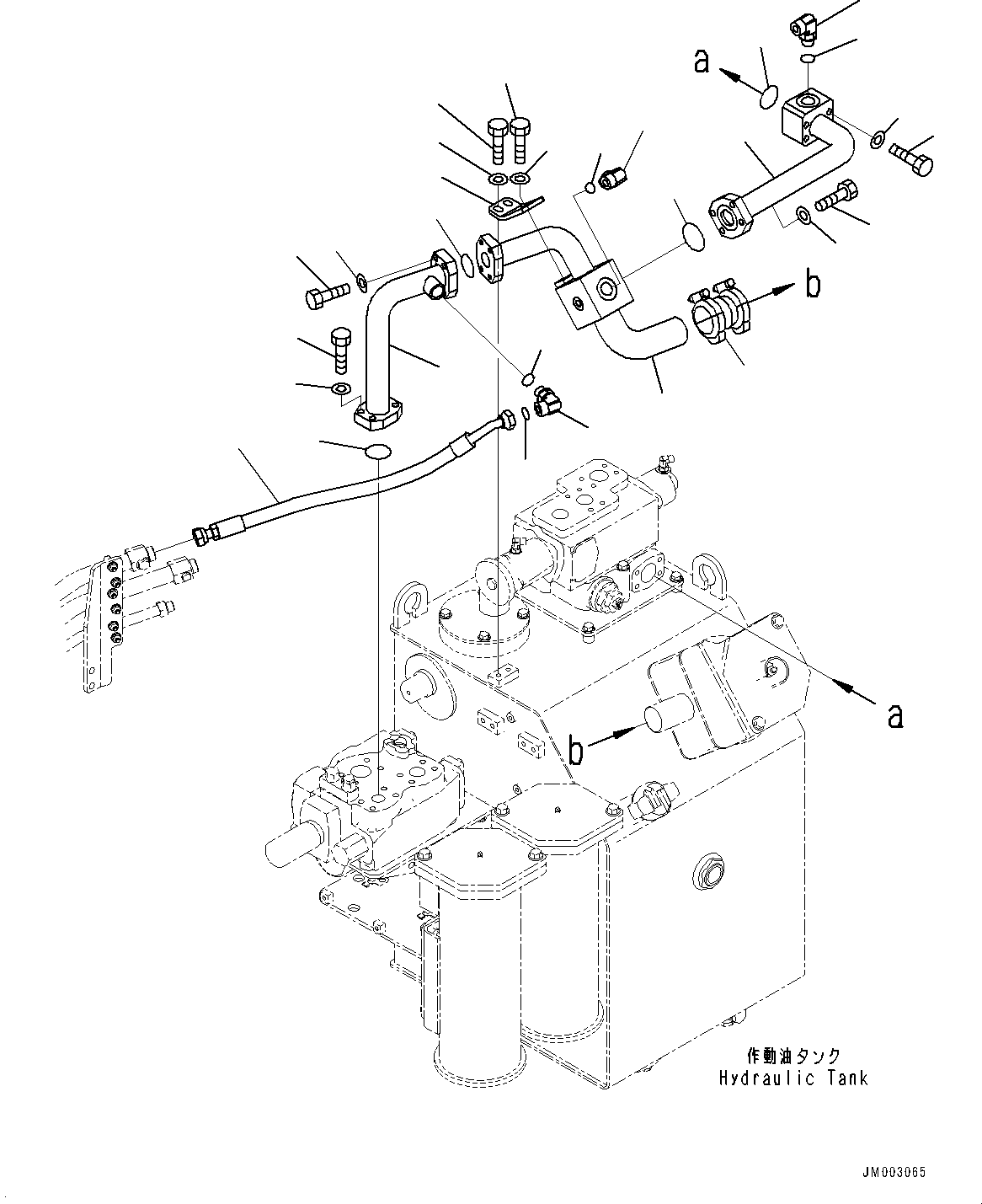 Komatsu parts book diagram for HD785-NI-7 S/N N10561-UP: HYDRAULIC TANK (OIL FILLER CAP LOCK AND COVER LOCK) (RETURN PIPING) (1/2) (#N10561 - N10628)