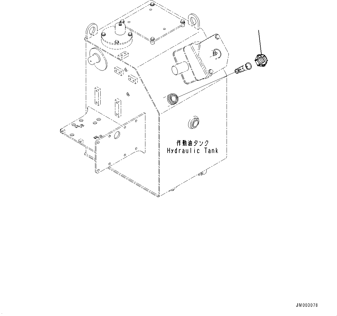Komatsu parts book diagram for HD785-NI-7 S/N N10561-UP: HYDRAULIC TANK (OIL QUICK CHARGE, OIL FILLER CAP LOCK AND COVER LOCK) (CAP)