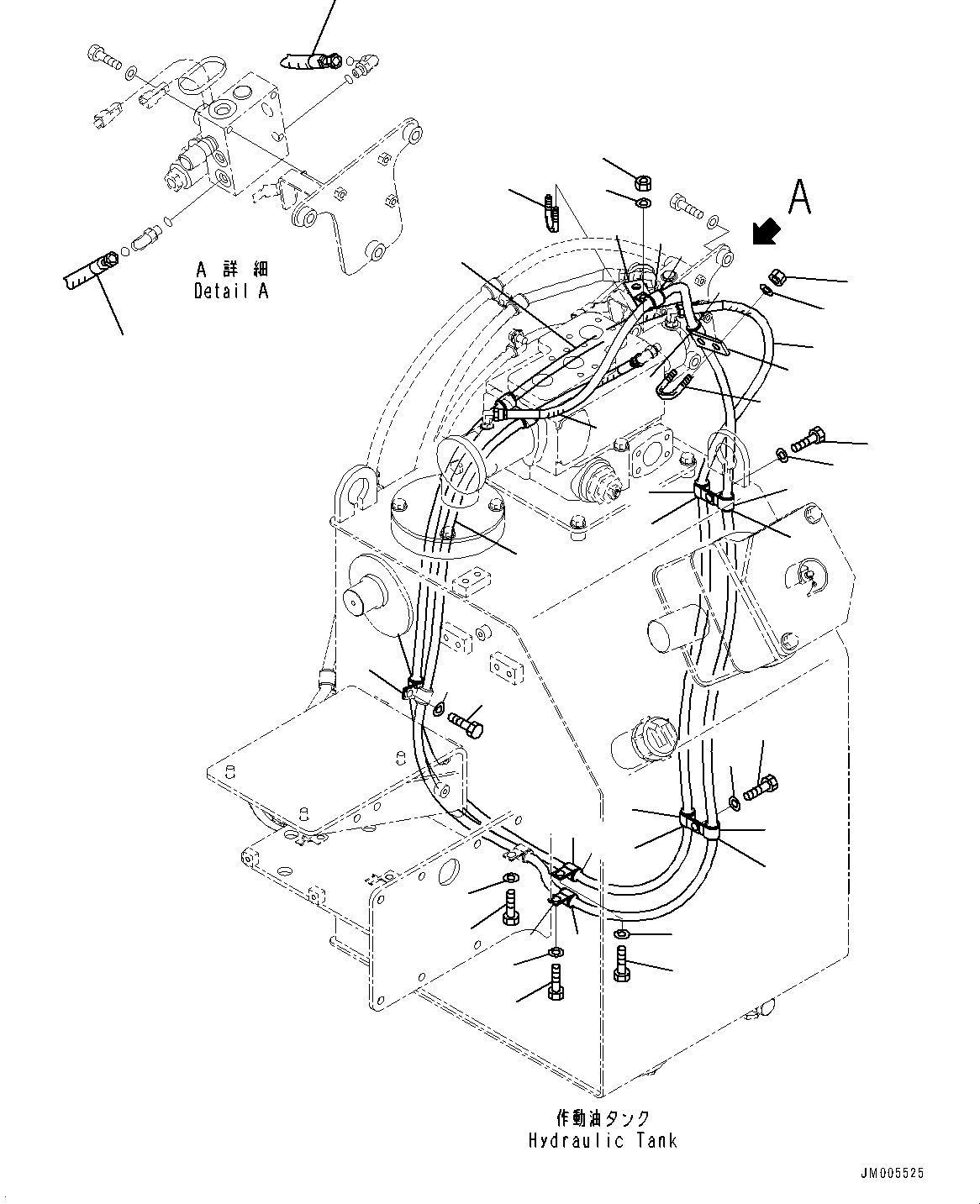 Komatsu parts book diagram for HD785-NI-7 S/N N10561-UP: HYDRAULIC TANK (OIL FILLER CAP LOCK AND COVER LOCK) (DUMP CONTROL)