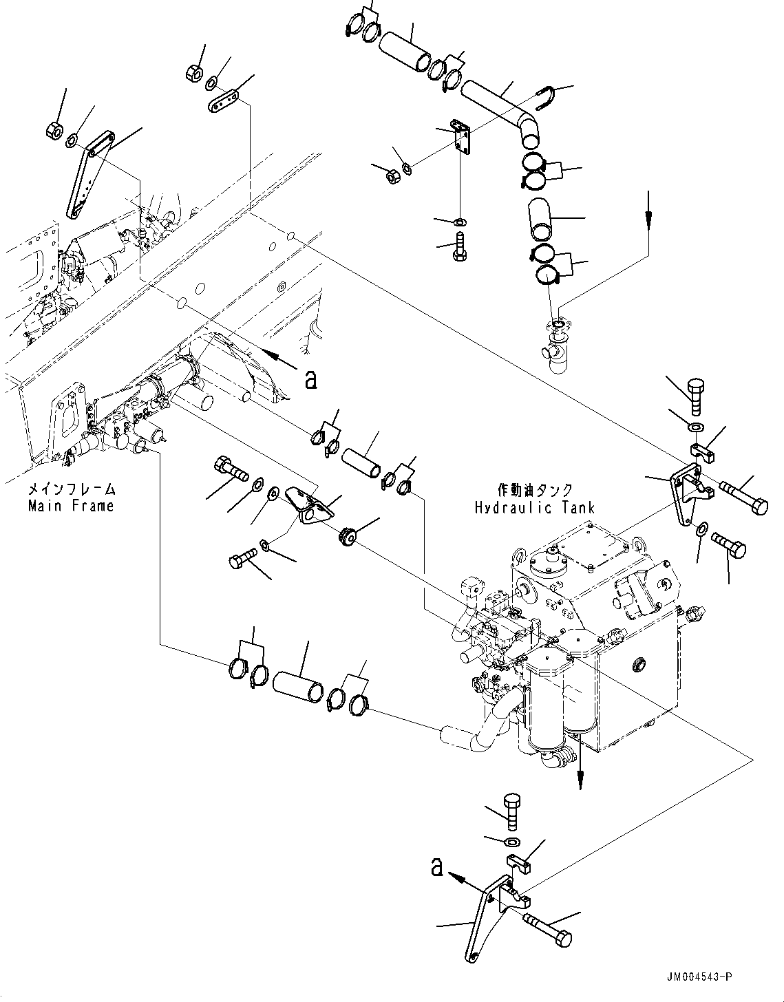 Komatsu parts book diagram for HD785-NI-7 S/N N10561-UP: HYDRAULIC TANK (OIL FILLER CAP LOCK AND COVER LOCK) (MOUNTING) (2/2) (#N10604 -)
