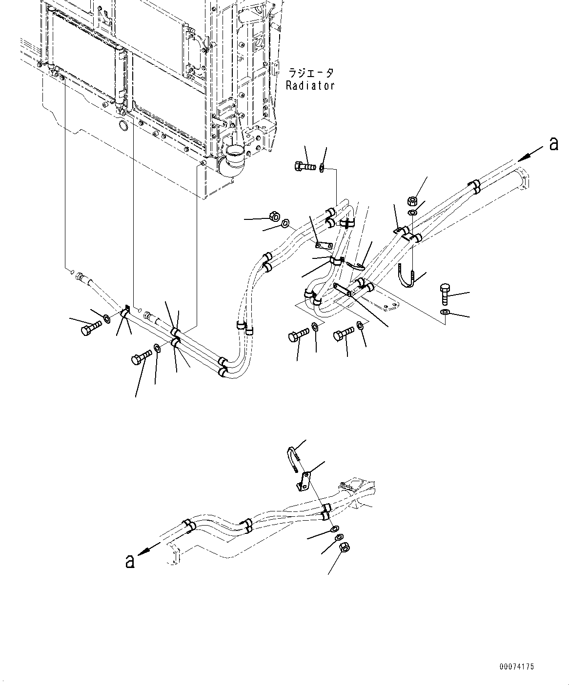 Komatsu parts book diagram for HD785-NI-7 S/N N10561-UP: HYDRAULIC TANK (OIL QUICK CHARGE, OIL FILLER CAP LOCK AND COVER LOCK) (CLIP)