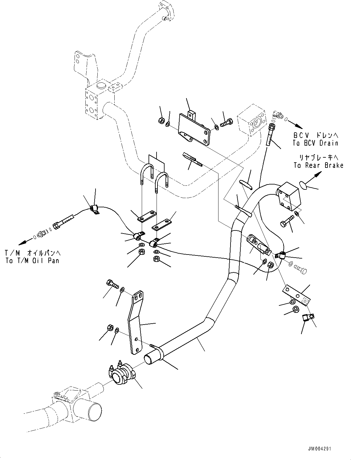 Komatsu parts book diagram for HD785-NI-7 S/N N10561-UP: BRAKE OIL COOLING HYDRAULIC PIPING (ENGINE PRE-LUBRICATION SYSTEM, OIL QUICK CHARGE) (BRAKE CONTROL VALVE TO FILTER)