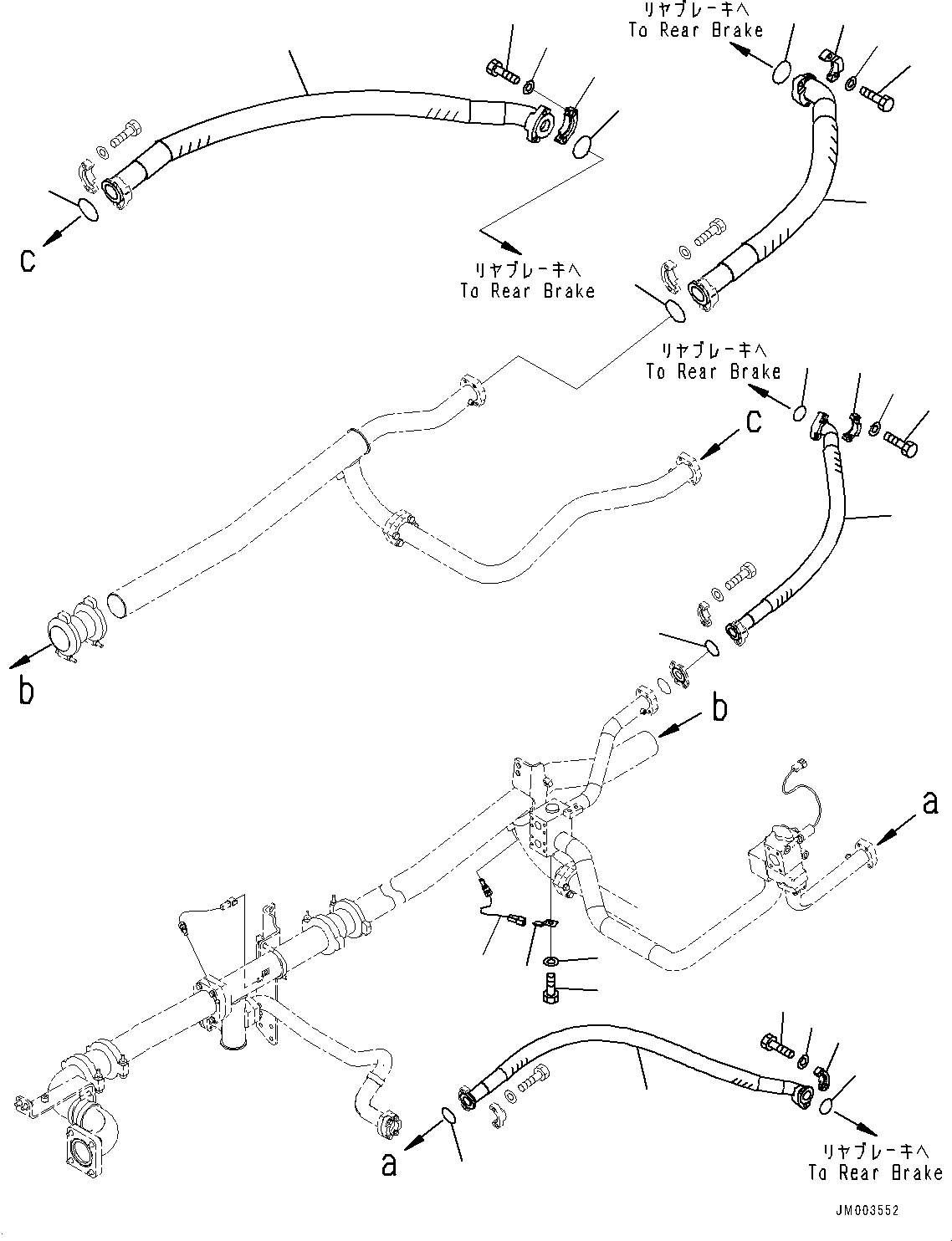 Komatsu parts book diagram for HD785-NI-7 S/N N10561-UP: BRAKE OIL COOLING HYDRAULIC PIPING (ENGINE PRE-LUBRICATION SYSTEM, OIL QUICK CHARGE) (SENSOR)