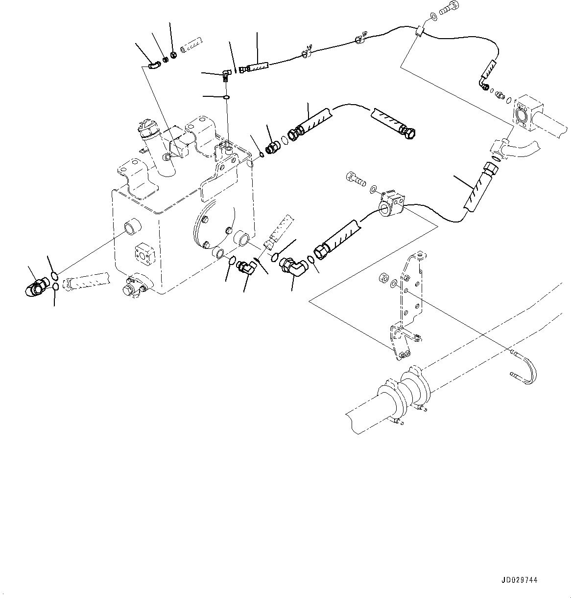 Komatsu parts book diagram for HD785-NI-7 S/N N10561-UP: BRAKE PIPING (AUTO-GREASING SYSTEM) (TANK RELATED PARTS) (1/2)