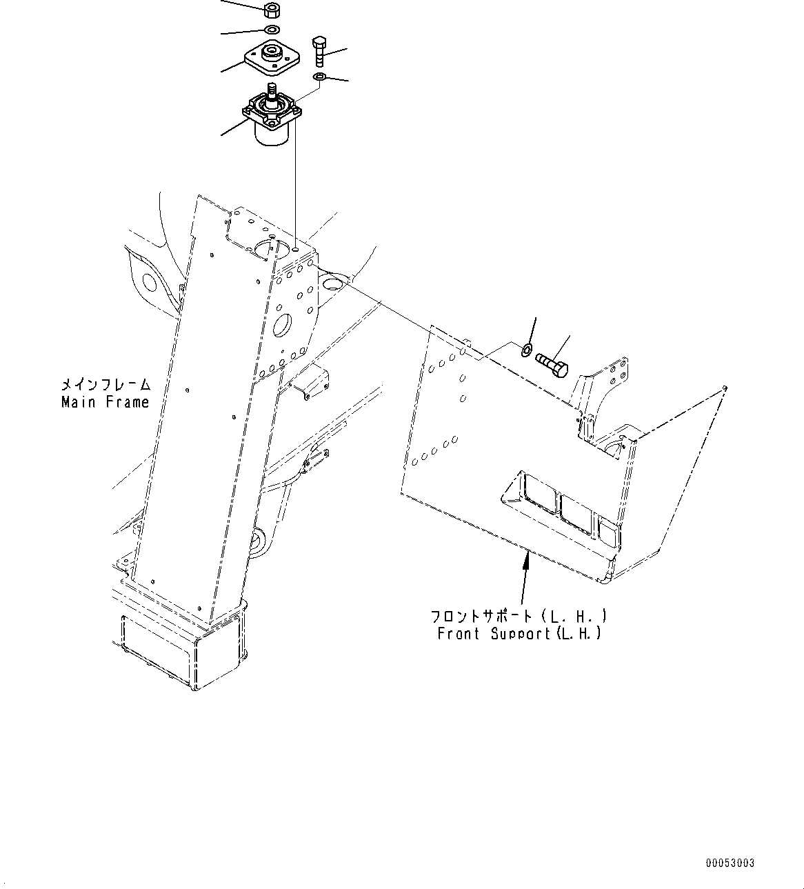 Komatsu parts book diagram for HD785-NI-7 S/N N10561-UP: FRONT SUPPORT (WITH AMBER COLOR WARNING BEACON, HID HEADLAMP (LO/HI)) (CAB MOUNTING)