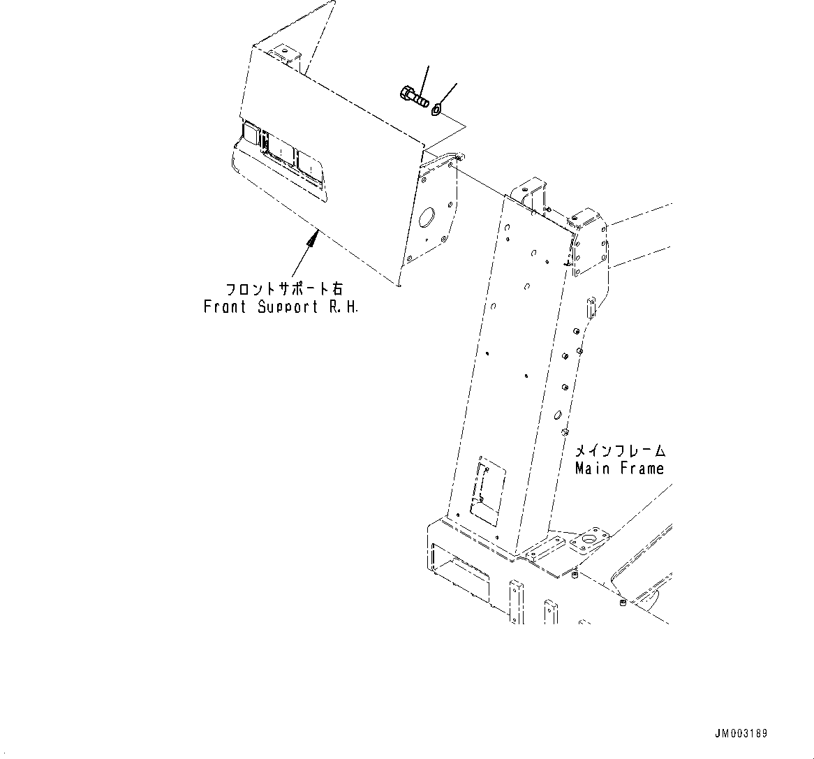 Komatsu parts book diagram for HD785-NI-7 S/N N10561-UP: FRONT SUPPORT (LED HEADLAMP, LADDER, INCLINED TYPE) (BOLT)
